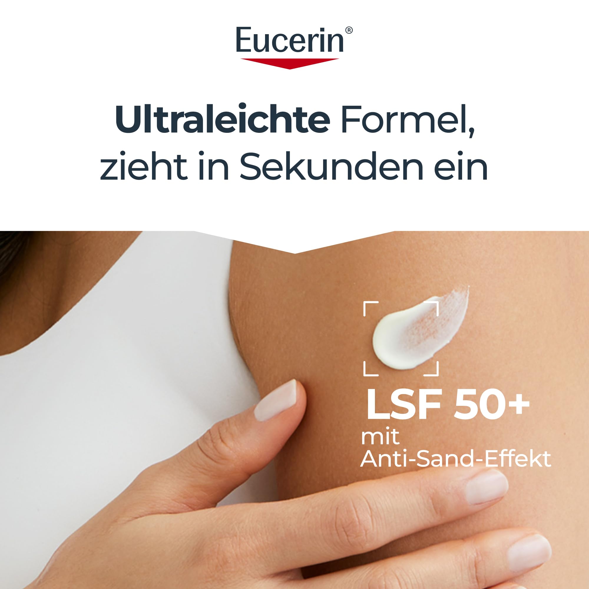 Eucerin® Oil Control Body Sun Gel-Creme LSF 50+ – sehr hoher Sonnenschutz mit ultra leichter Textur, Anti-Sand Effekt und Anti-Glanz Effekt, 200ml