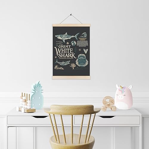 Miniatura 5 de Koesus Marco para colgar pósteres de pared con diseño de tiburón blanco de playa oceánica, 12 x 16 pulgadas, estilo retro de los años 90, Y2K, gran