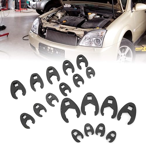 Miniatura 3 de Aramox Juego de llaves de pata de gallo de 19 piezas, juego de llaves de tuerca métricas y estándar de 0.315-1.260 in/0.3-1.3 pulgadas, juego