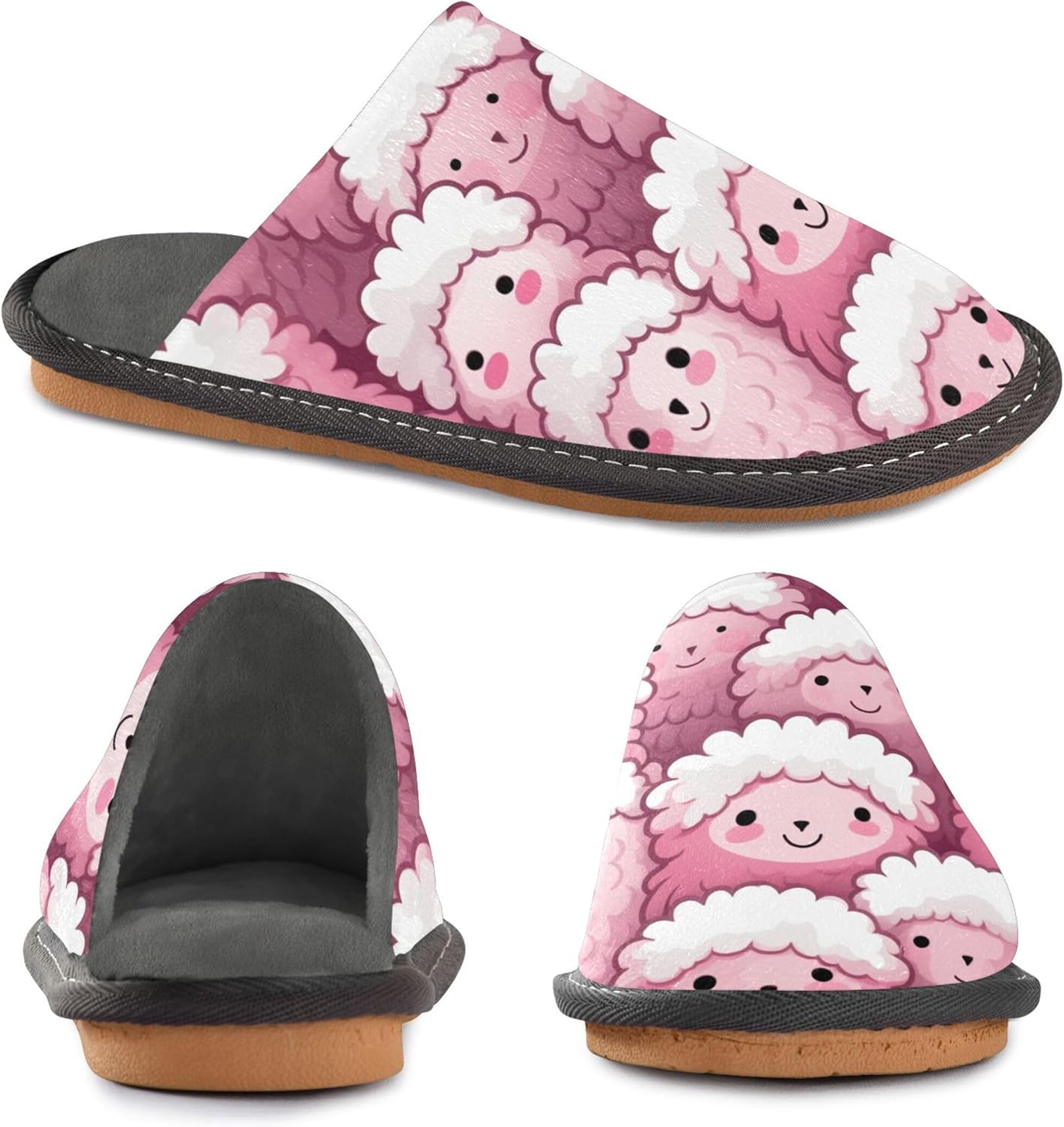 Sheep House Slippers – Cozy Fuzzy Slippers for Guests, Washable & Disposable, Perfect for Shoeless Home, Spa & Hotel Use A110891