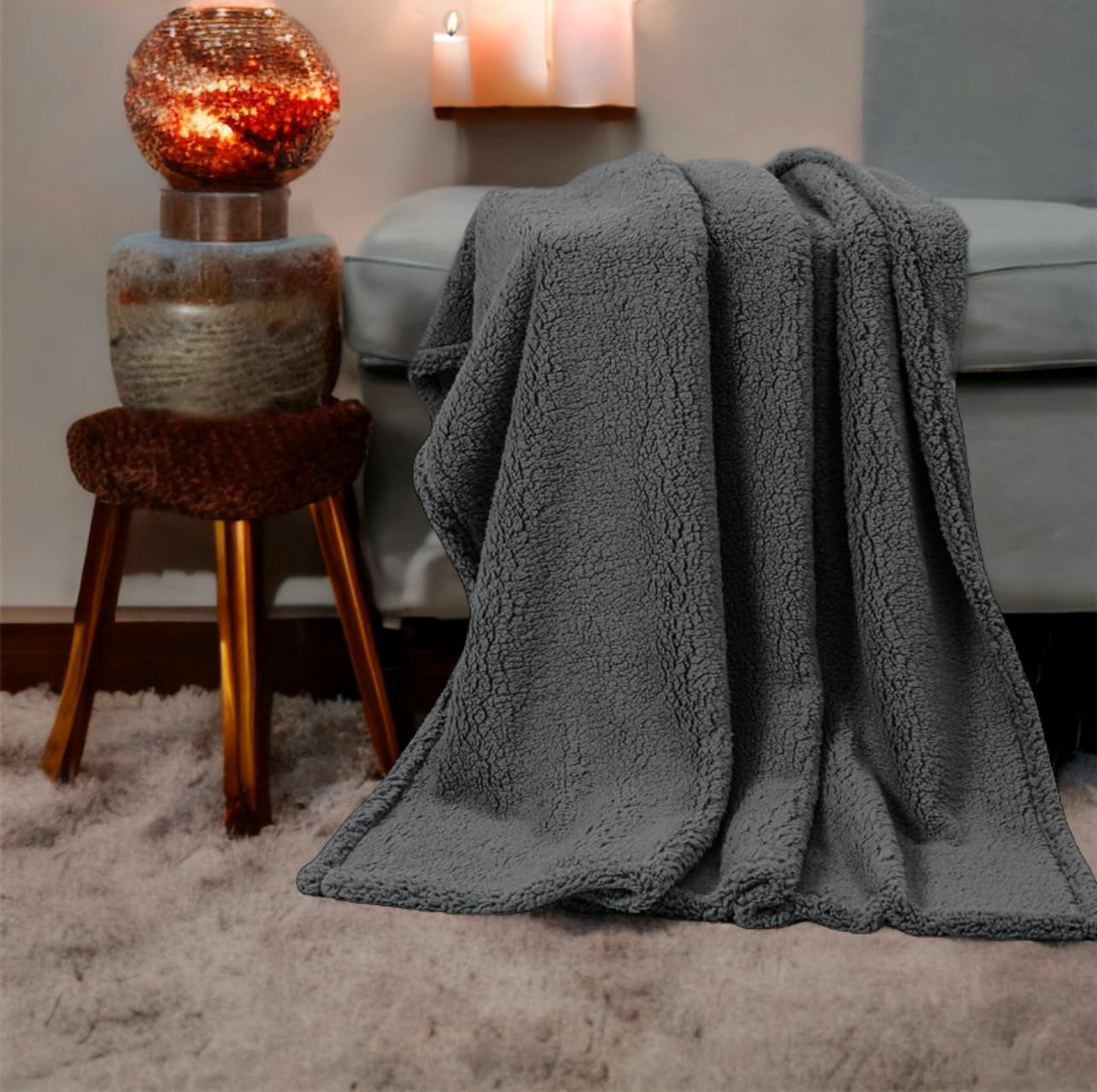 4All Teddy Bear Throws for Sofa Bed Settes Fluffy Warm Cosy Fleece Blanket for Adults and Kids Teddy Fleece Duvet Covers (Charcoal, 150x200cm)