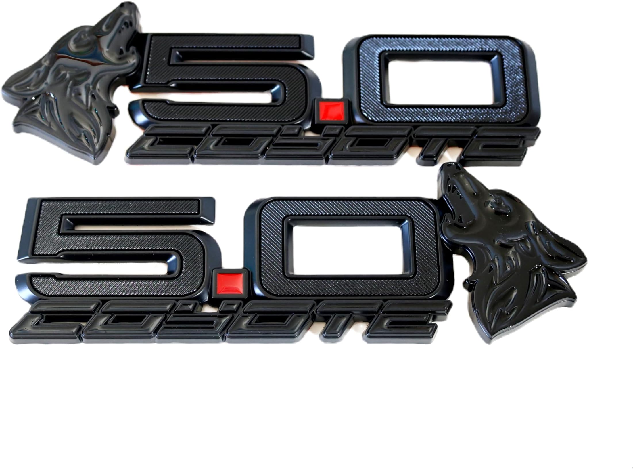 S650 Style Coyote 5.0" Fender Badges (Pair) (Blackout)