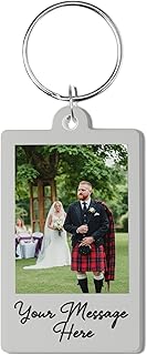A1 Graphics Ltd Personalised Photo Keyring Silver Custom Message Keychain Gift for Boyfriend, Girlfriend, Mum, Dad, Anniversary, Birthday, Wedding, Christmas, Valentine’s Day Keepsake