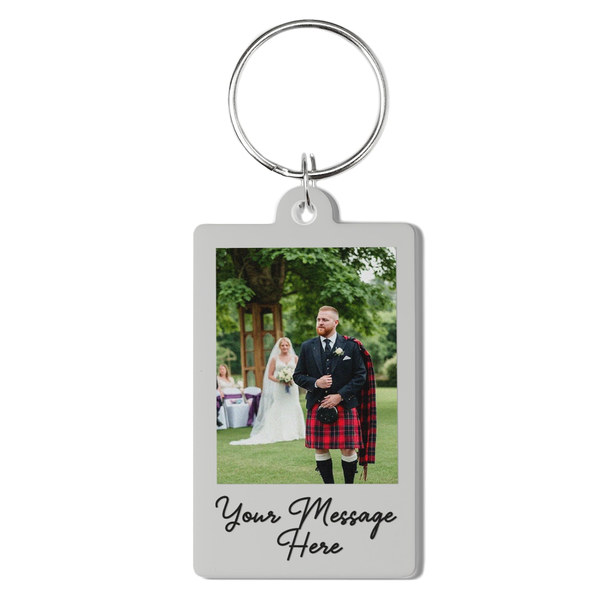 A1 Graphics Ltd Personalised Photo Keyring Silver Custom Message Keychain Gift for Boyfriend, Girlfriend, Mum, Dad, Anniversary, Birthday, Wedding, Christmas, Valentine’s Day Keepsake