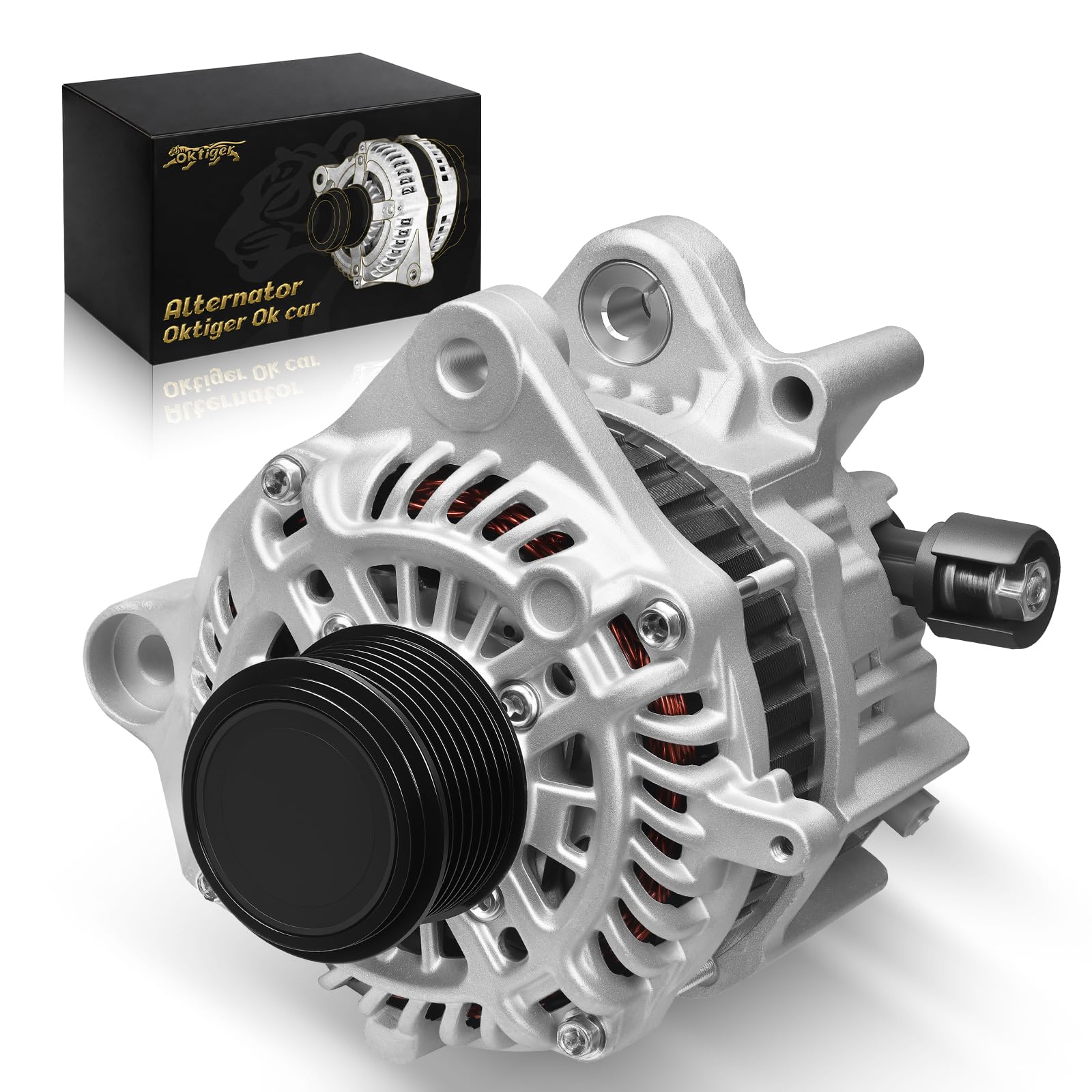 Photo 1 of Oktiger Upgraded Alternator for Honda Accord Ex Lx Ex-l Lx-s Sport 2014 2015 2016 2017 2.4L Automatic CVT Transmission 2.4L L4 12V 110A Clockwise 7-Groove Clutch Pulley, OE 31100-5A2-A02