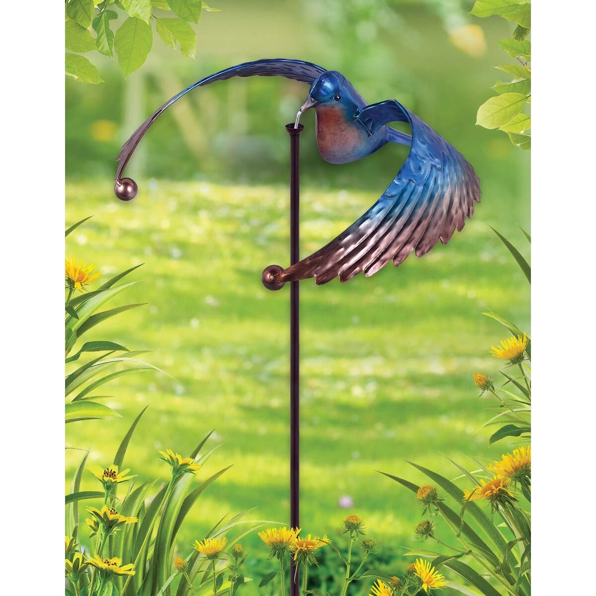Sunset Vista 93496 Nature in Motion Spinner Garden Stake, 45-Inch, Blue Bird