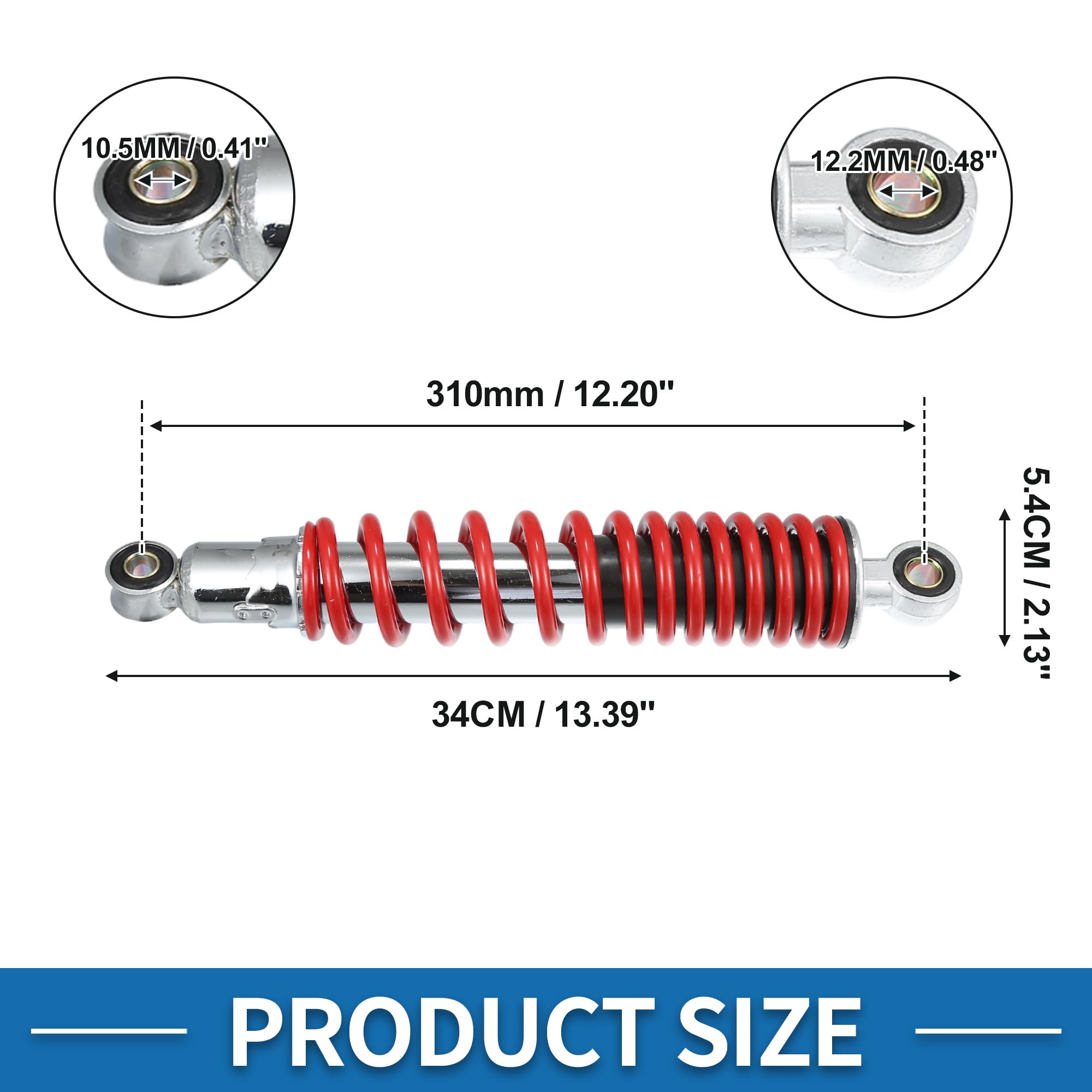 Akozon Front/Rear Shock Absorbers Universal 240mm Shock Absorber Suspension Damper With Air Tank For Motorcycle ATV Off Roader