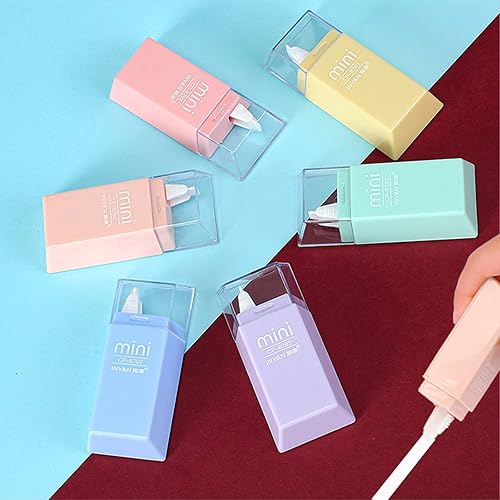CIAJIE Paquete de 6 mini cintas correctoras, cinta correctora blanca, ideal para la escuela y la escuela en casa, niños estudiantes (mini 6 colores)