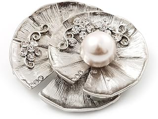 Lotus, warstwy, broszka z kwiatami, rodowany metal