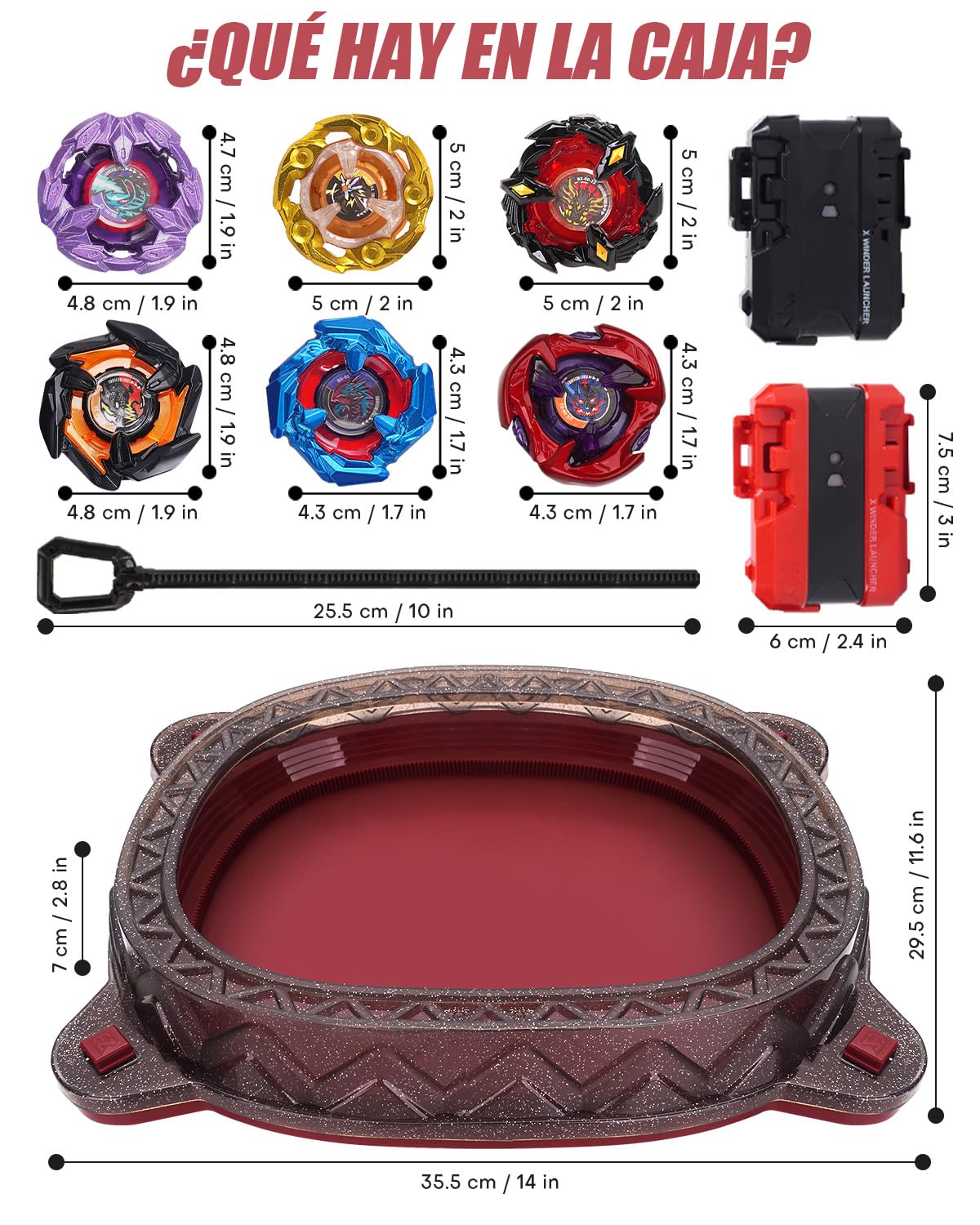 Kit de Inicio X Stadium – con 6 X Tops, 2 Lanzadores & Arena. Set de Batalla Competitiva para Niños Desde 6 años