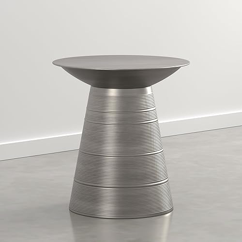 Miniatura 7 de SIMPLIHOME Sheridan - Mesa auxiliar industrial de metal de 18 pulgadas de ancho en plata antigua, totalmente montada, para sala de estar y