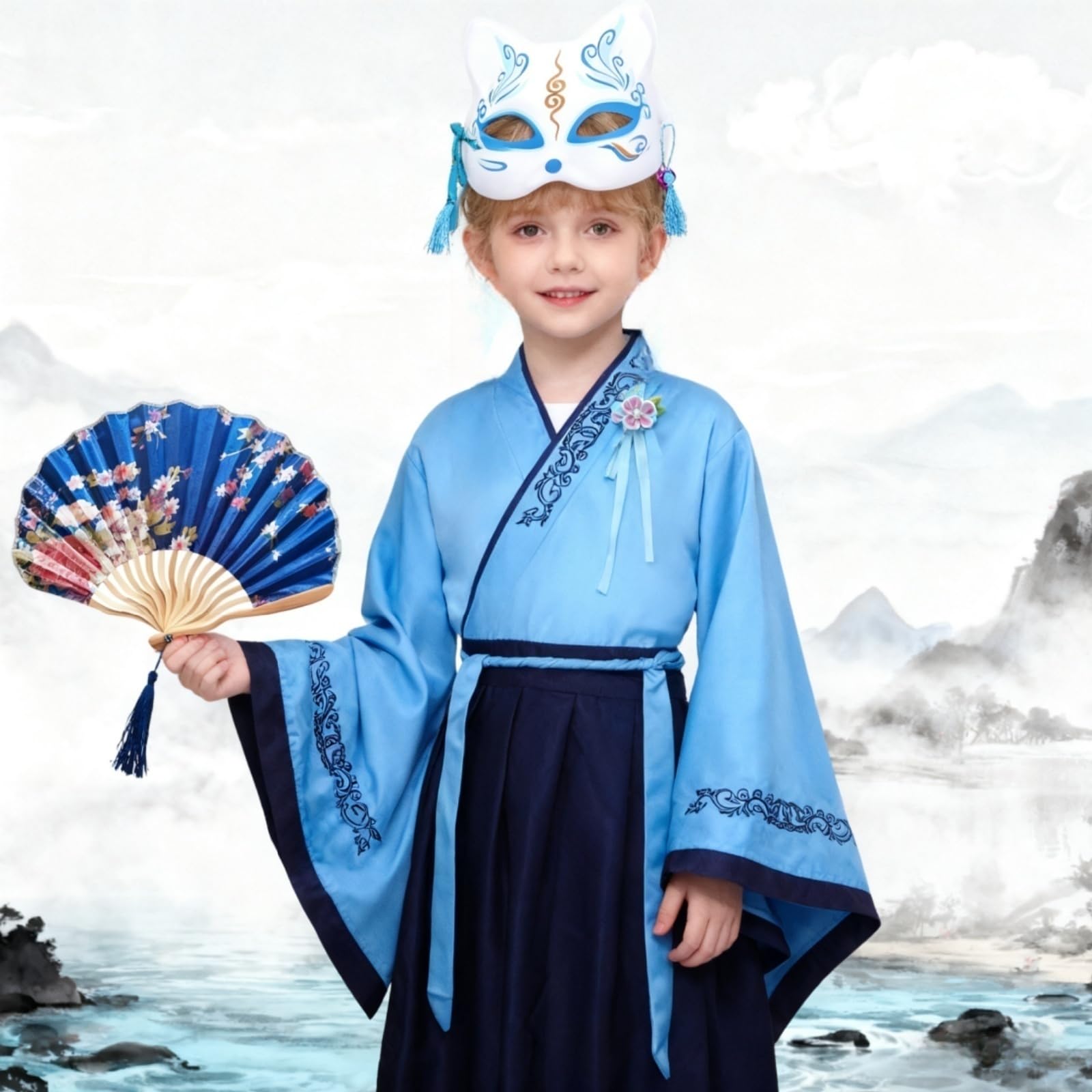 Kostiumy Hanfu dla dzieci, chińska tradycyjna odzież, chłopcy dziewczęta, chiński Cheongsam, starożytny kostium cosplay z akcesoriami do włosów
