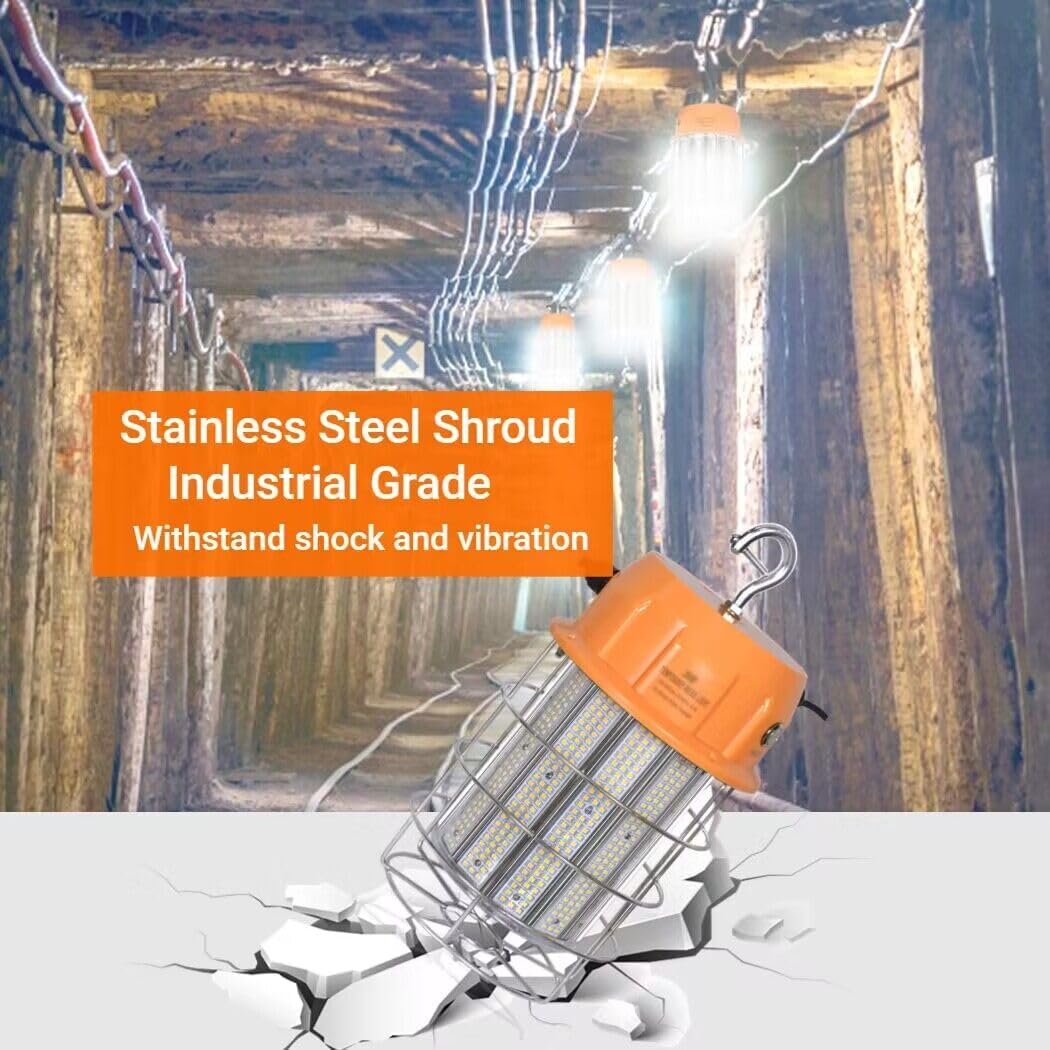 400W LED Temporary Work Light,Portable Hanging Construction Work Light,5000K 56000LM,with ON/Off Button & Hook Jobsite Lighting - Image 4