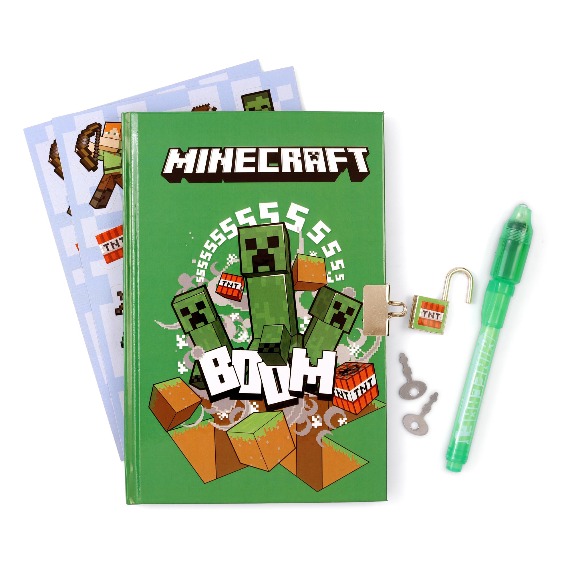 Minecraft Juego de regalo de papelería con bolígrafo mágico y diario secreto para niños