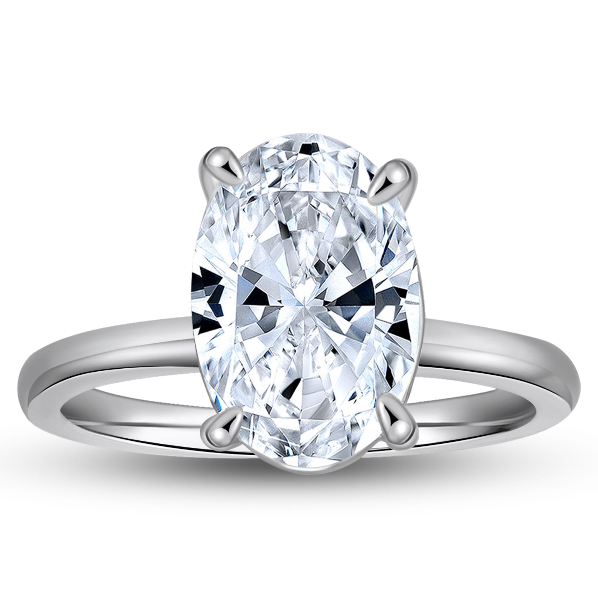 Ginger Lyne Collection3 Carat Oval Engagement Rings for Women by Ginger Lyne | Cubic Zirconia Wedding Rings for Women Sterling Silver White Gold Plated | Large Fake Diamond Engagement Ring | Travel CZ Promise Rings for Her