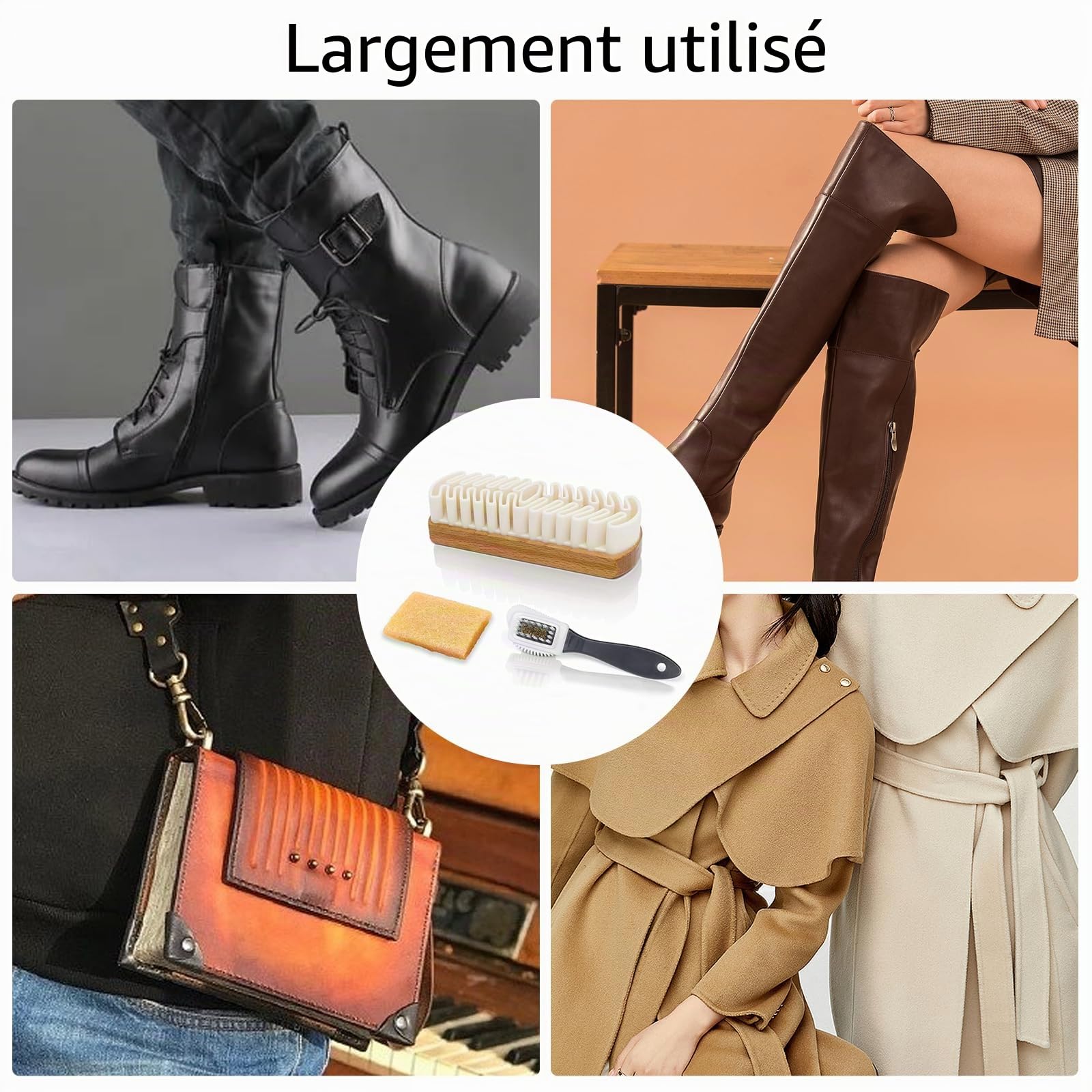 Kit de Brosse daim Chaussures, Brosse en Crêpe avec Gomme de Nettoyage, Nettoyant Multifonction pour Nubuck et Daim