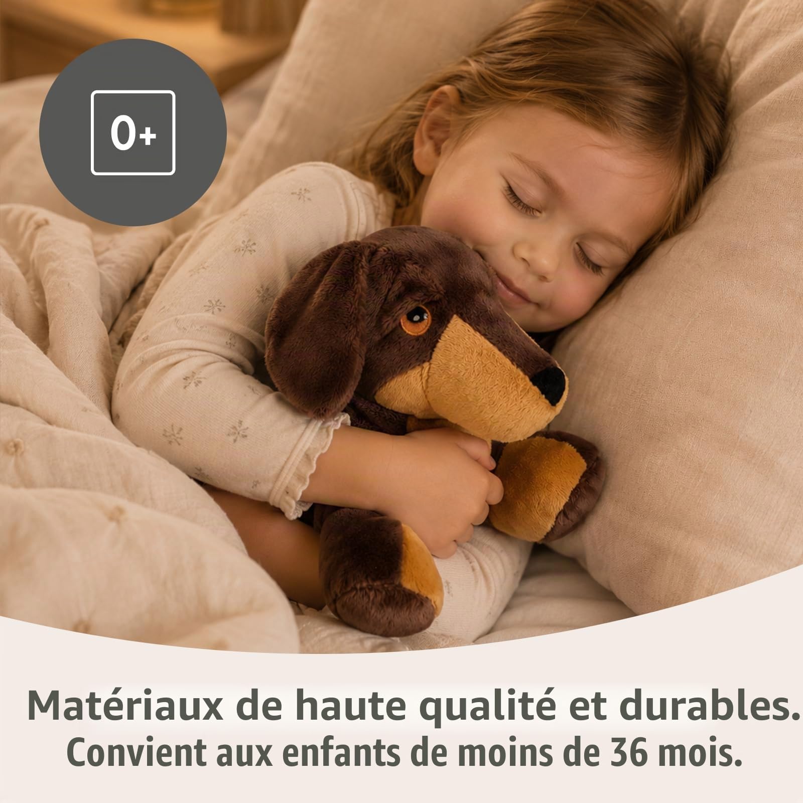 Habibi Plush 2045 Coussin chauffant en peluche pour enfants et adultes - Teckel avec rembourrage en millet - Peluche chauffante à réchauffer au micro-ondes/four - Idéal également pour les bébés