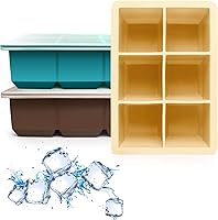Vista 1 de Bandejas de silicona para cubitos de hielo, paquete de 3, moldes de silicona para cubitos de hielo de gran tamaño con tapa extraíble a prueba