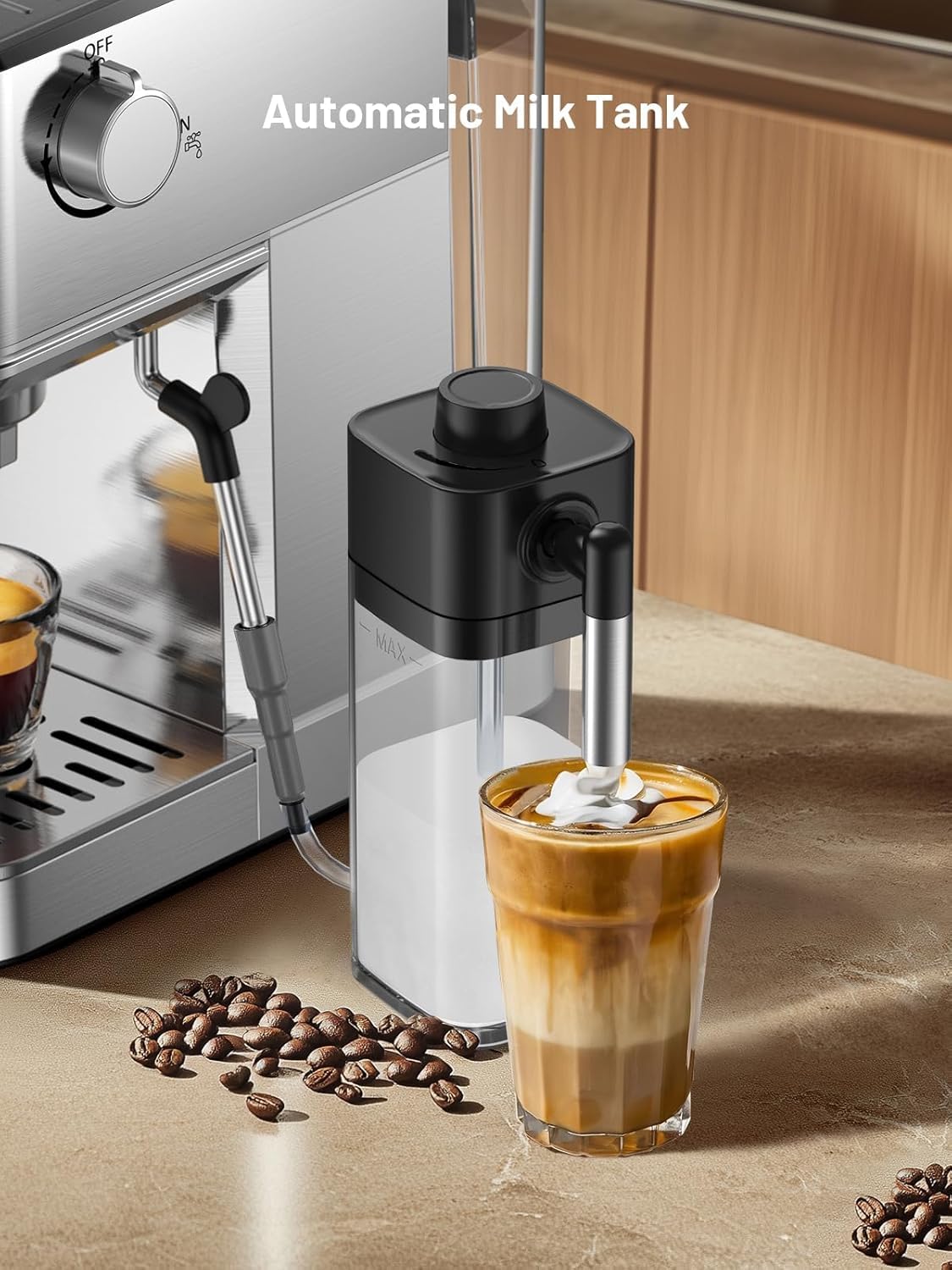 KEENSTAR 20 Bar Espresso Machine, Hot & Cold Brew Coffee Maker with Milk Frother, Touch Screen, Compact Water Tank, Expresso Coffee Machines for Lattes, Cappuccinos, Americano, Home & Office - 2