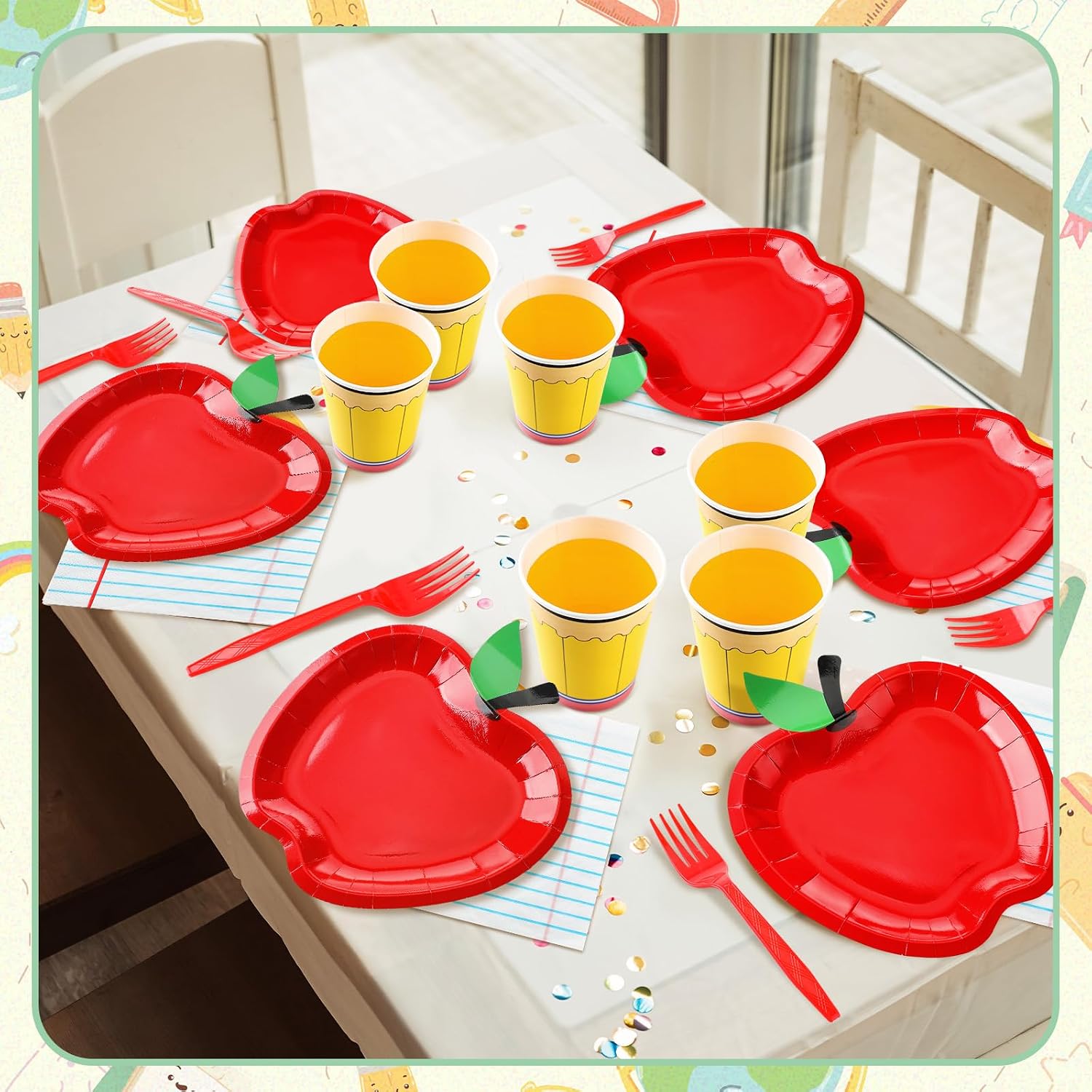 96 Pcs/24 Set Back to School Tableware Plate Set First Day of School Supply image 5