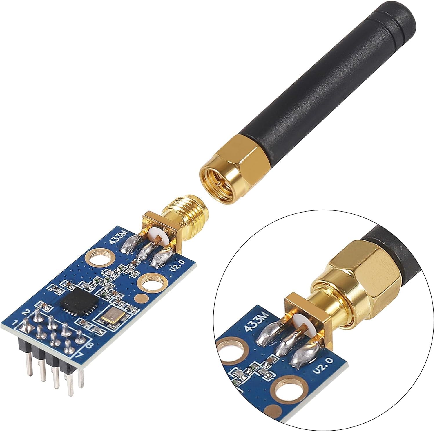 2PCS CC1101 Wireless Module with SMA Antenna Wireless Transceiver Module 315/433/868/915MHZ