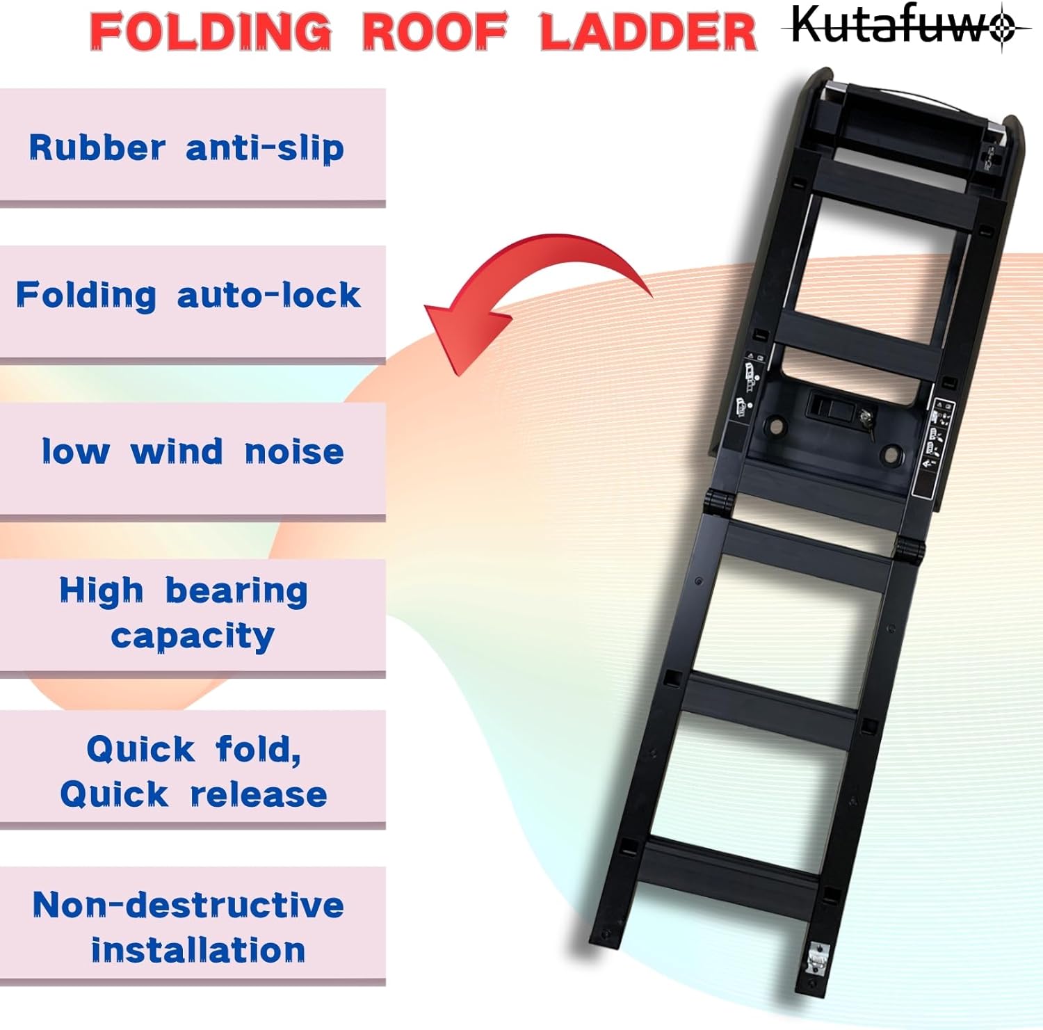 Lockable and Retractable Side Roof Rack Access Ladder Fits for Land Rover Defender 90 110 130 2020 2021 2022 2023 2024 2025 2026,Provide Trim Installation Without Damage,Quick-Release (Matte Black)