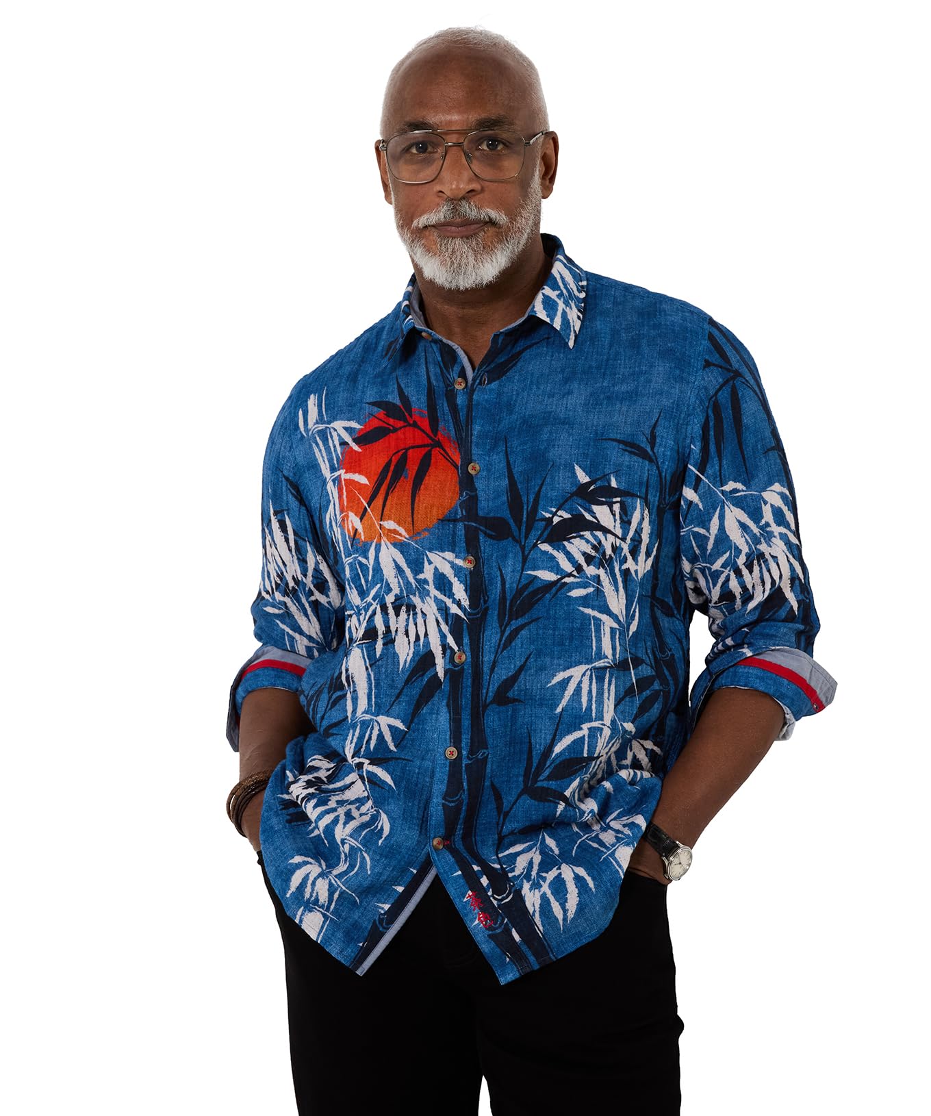 Joe Browns Men's Sunset Print Crinkle Cotton Shirt, Regular, Blue, UK M