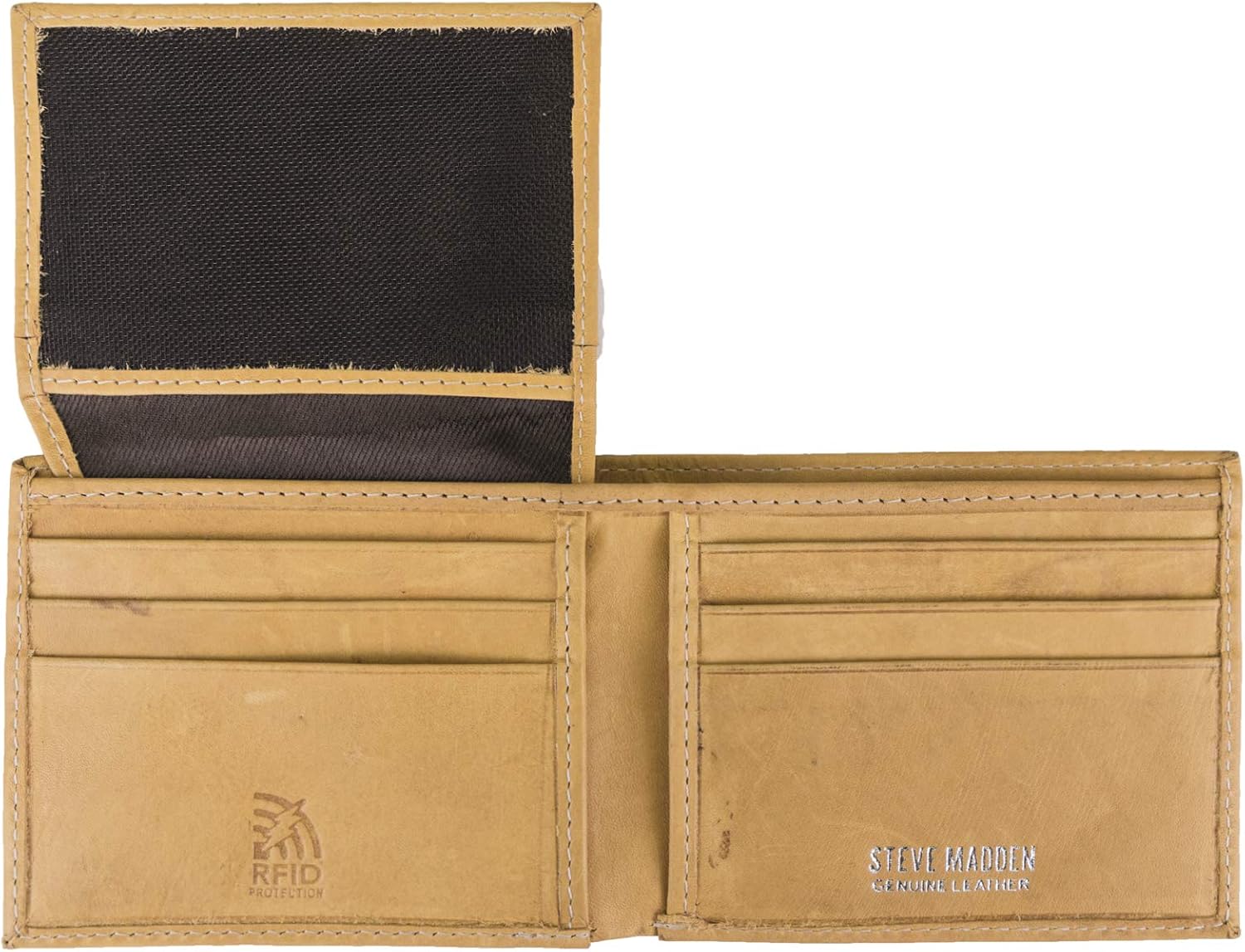 Steve Madden Men's Slim Leather Wallet with Extra Capacity Attached Flip Pockets - Image 4