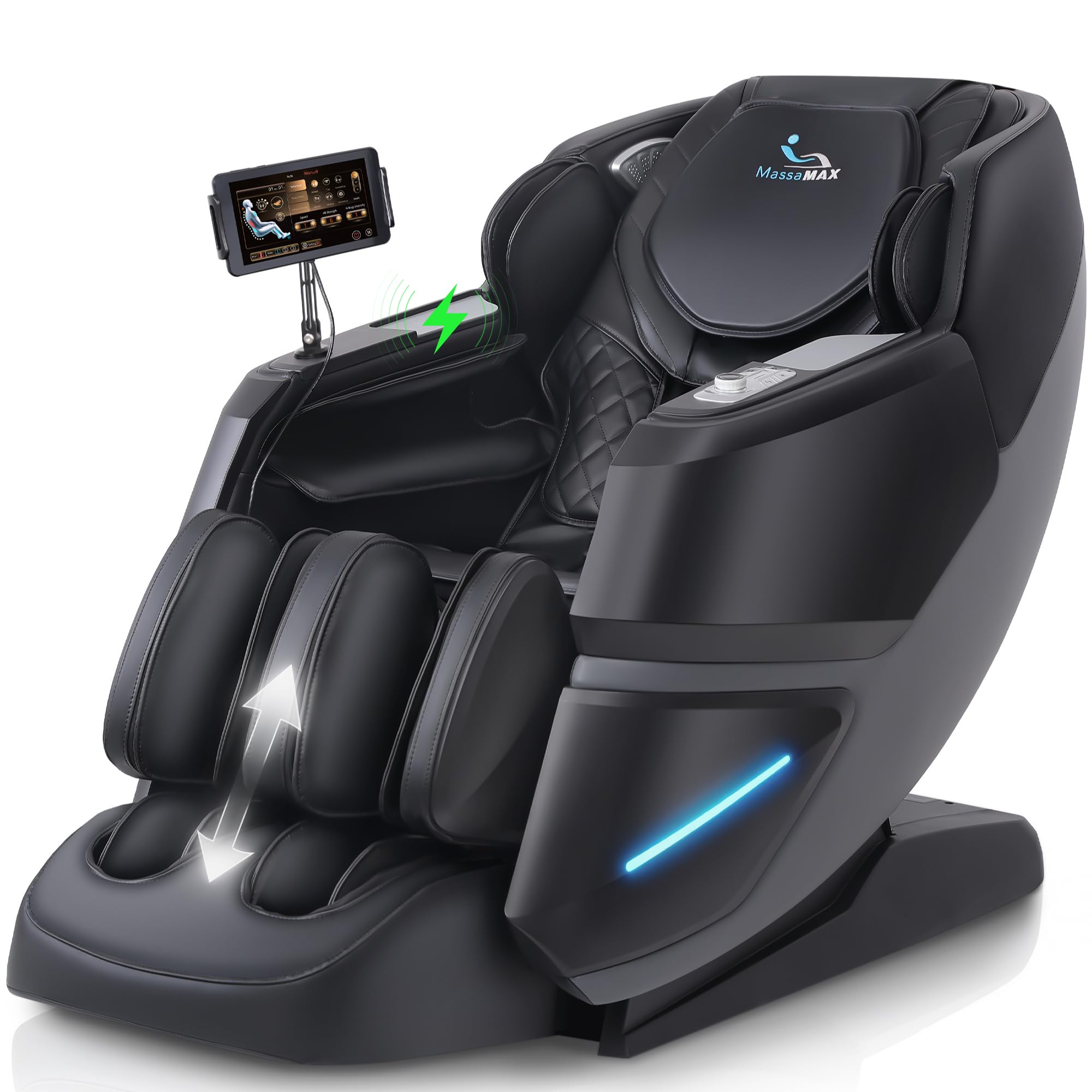 MassaMAX MT339 4D Massage Chair, Full Body Recliner with Auto Footrest, Zero Gravity, OTA Cloud Tech, SL Track, Deep Yoga Stretch, 27 Modes, APP, AI Control, and Heating (Deep Black)