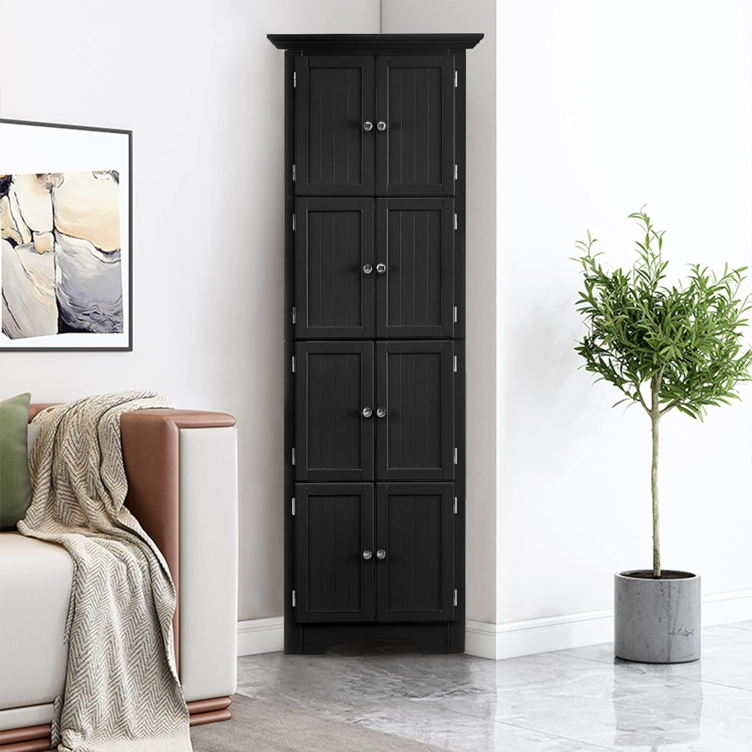 Modern Corner Tall Storage Wooden