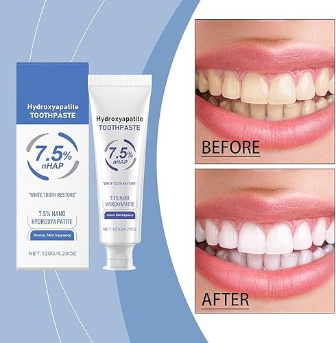 Miniatura 3 de Pasta dental hidroxiapatita, pasta de dientes hidroxiapatita al 7.5%, para protección del esmalte y fortalecimiento de los dientes, menta suave,