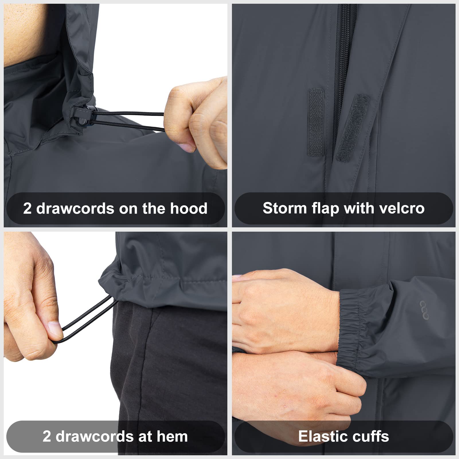 33,000ft Chubasquero para hombre, ligero, impermeable, plegable, con capucha, para bicicleta, cortavientos, para camping y exteriores