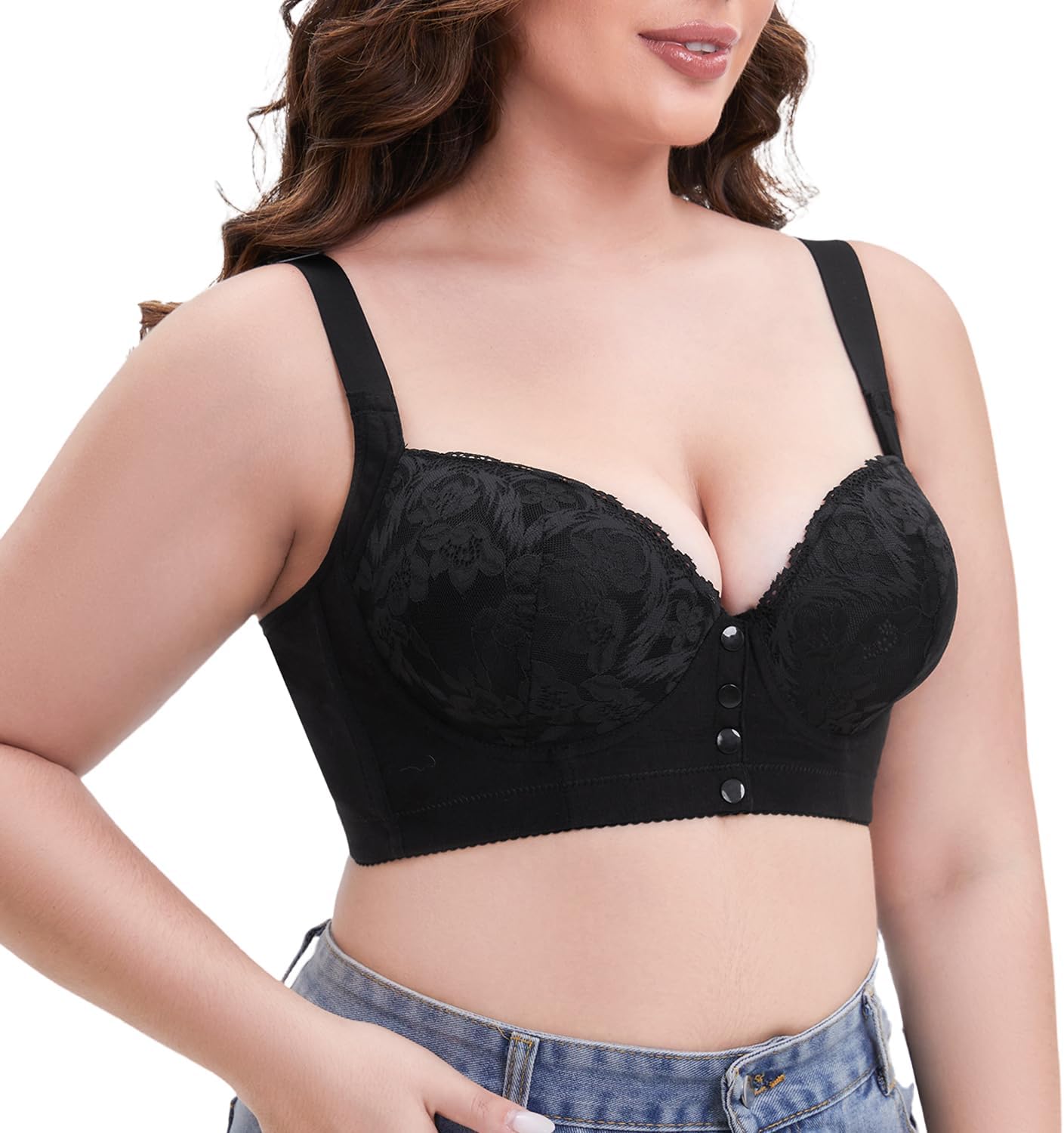 Soft Nylon Lace Front Closure Bra for Women Comfortable Everyday Wear - Image 5