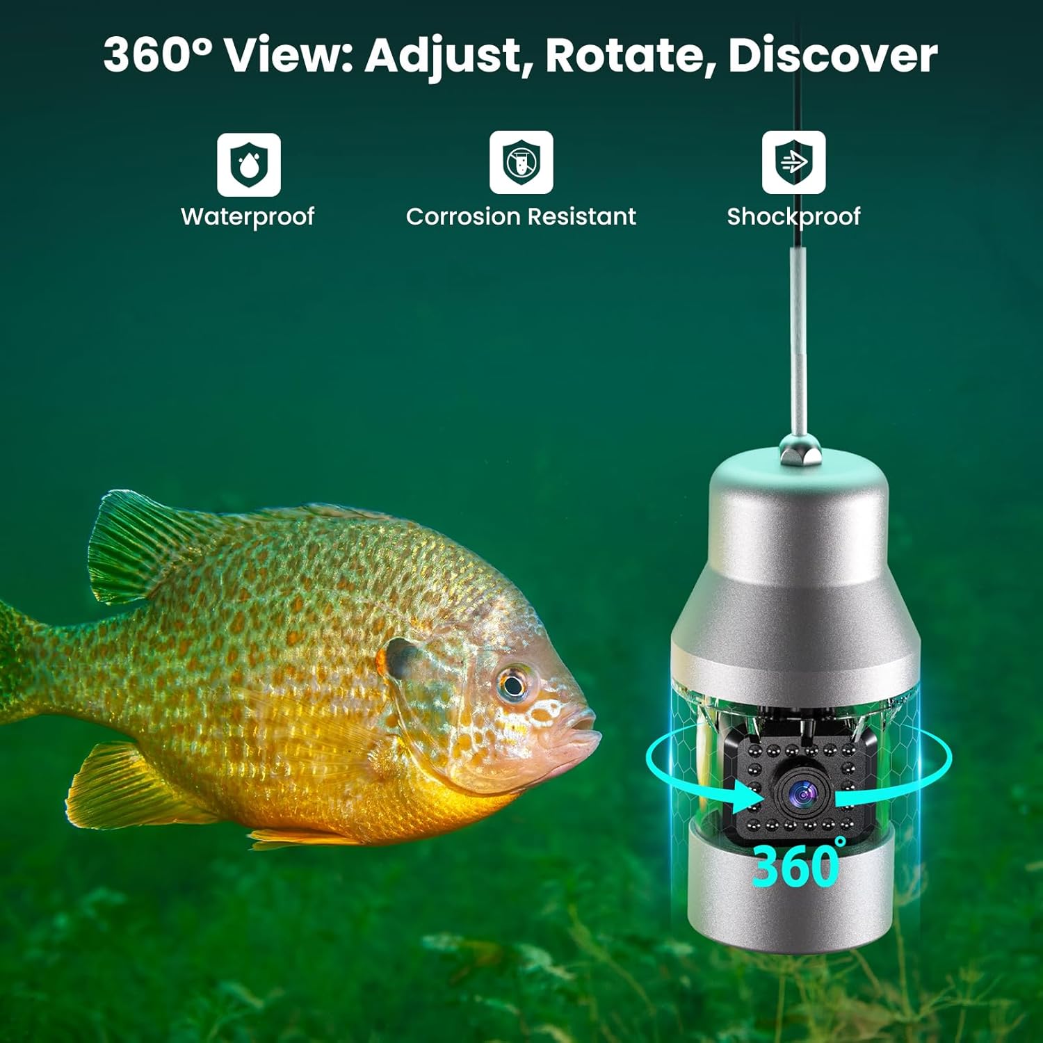 Eyoyo Underwater Fishing Camera Video Fish Finder DVR Function 9 inch Large Color Screen 360° Horizontal Panning Camera 1000TVL w/ 18 Infrared IR Lights 30M Cable for Lake Sea Boat Ice Fishing