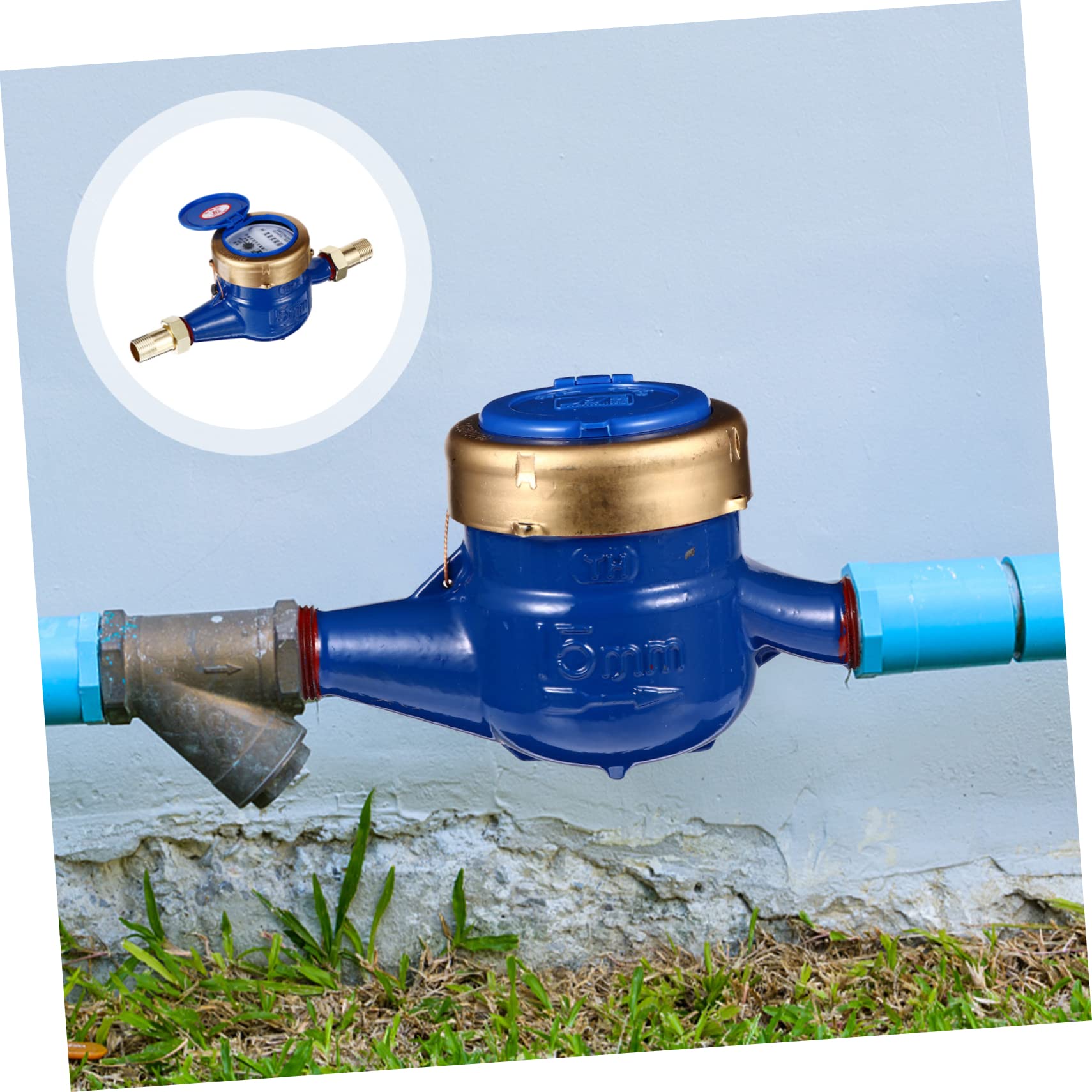 Baluue Medidor De Agua Fría Contador De Agua Metálico Digital para Uso Diario Grifo Medidor De Flujo De Hogar y Jardín