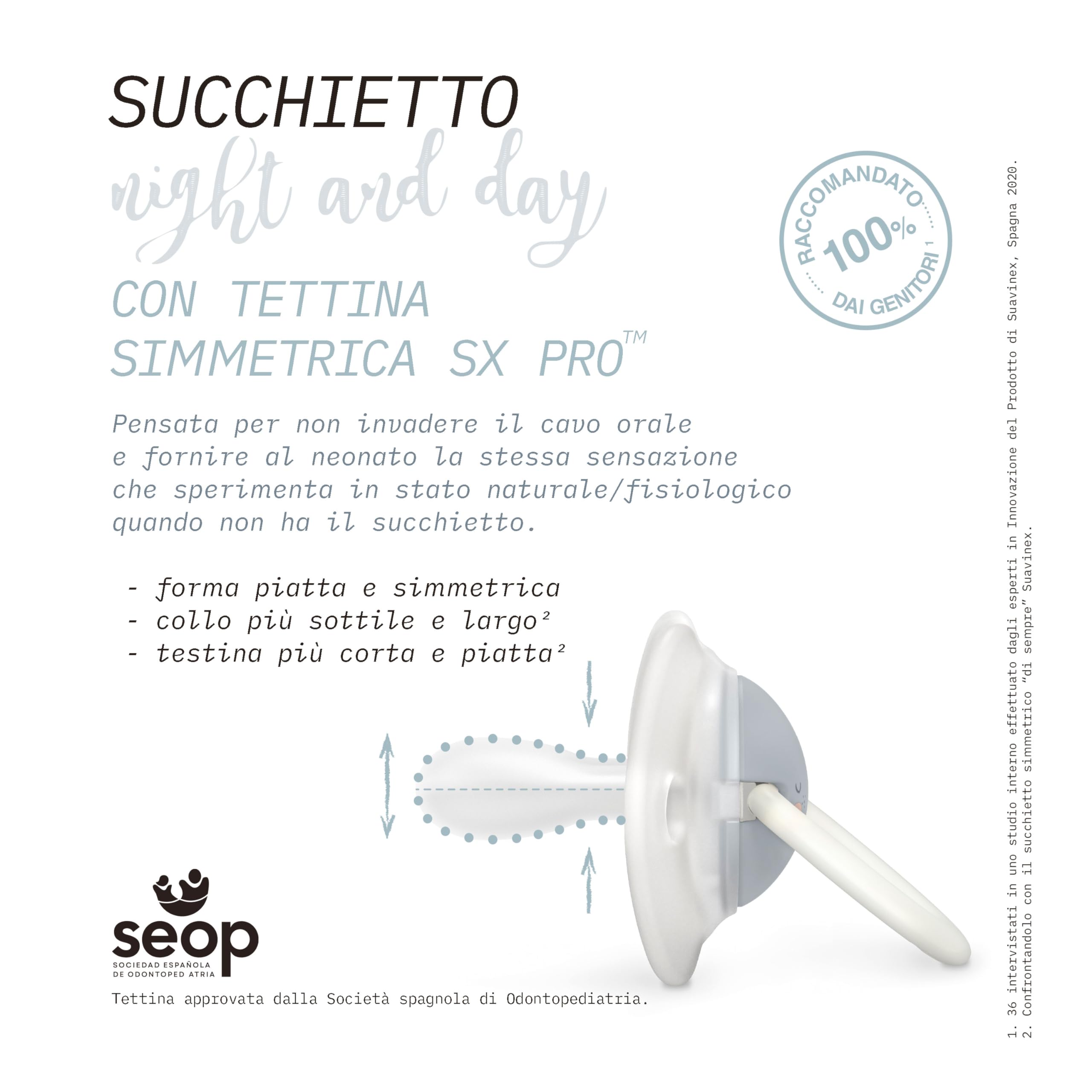 Suavinex, Confezione da 4 Ciucci Night and Day, Ciucci Fluorescenti per Dormire, per Bambini 6/18 Mesi, con Tettarella in Silicone