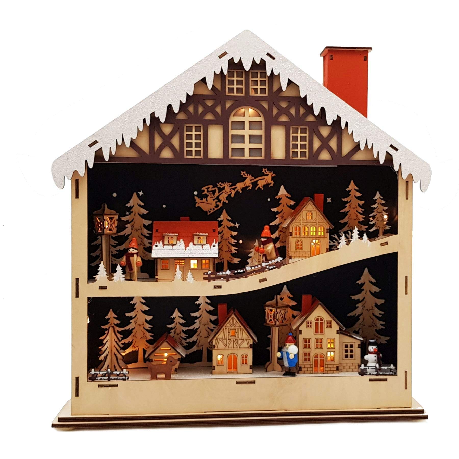 Wichtelstube-Kollektion Weihnachtsdeko Holz beleuchtet Weihnachtshaus Schwibbogen