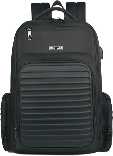 CLUB HACHI Overnighter Laptop Backpack 35L, 15.6 inch, Water-Resistant 1680D Polyester, USB Charging Port, Hard-Shell Fron...
