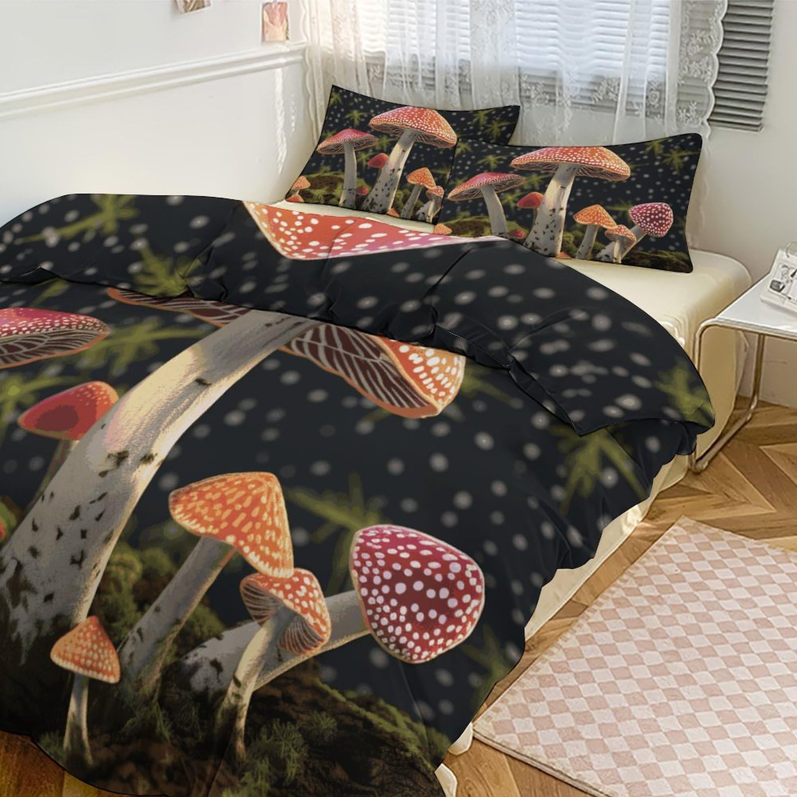Couette grand lit épaisse motif champignons pour ne plus avoir froid la nuit