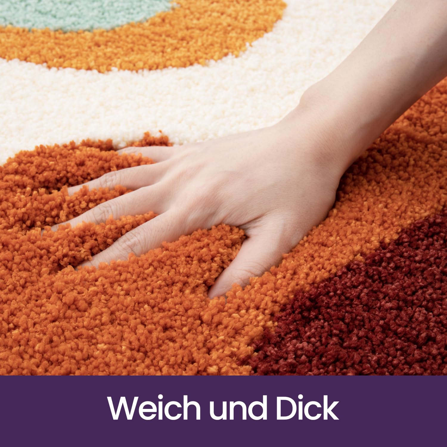 DEXI Badematte 60 x 110 cm, rutschfeste weiche Badezimmerteppich, saugfähig, waschbare Badteppich für Duschboden, Badewanne, Mehrfarbig