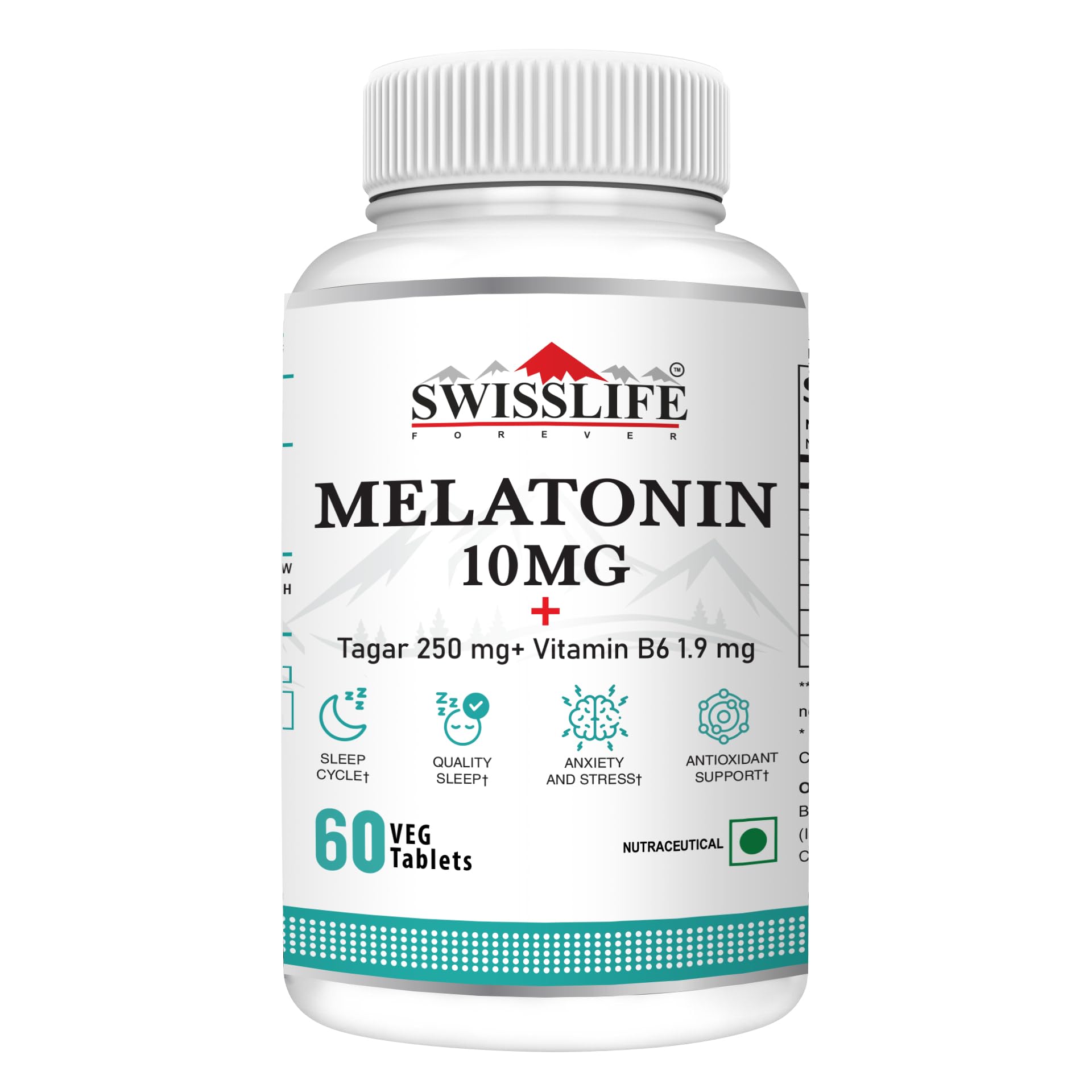 SWISSLIFE FOREVER Melatonin 10mg+ Tablet (60 Tablets- Pack of 1)| Tablet with Tagar and Vitamin B6 Help in Nerve Health for Men And Women-image-34