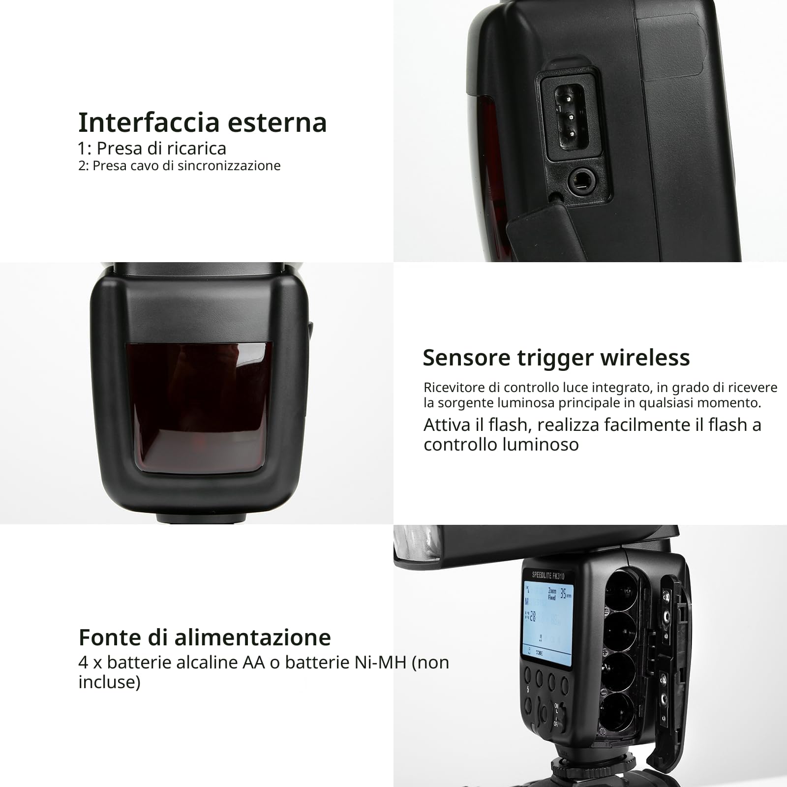 PHOTOOLEX LCD Flash Speedlite per Canon Nikon Sony Panasonic Olympus Fujifilm Pentax Sigma Minolta Leica SLR Digitale
