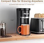 Petite cafetière à service unique, machine à café rapide à brasser une tasse pour la tasse K et le sol, 6 à 12 oz. Tailles de bière, Capsule Machine à café avec rappel de décapage et réservoir de visionnement, noir