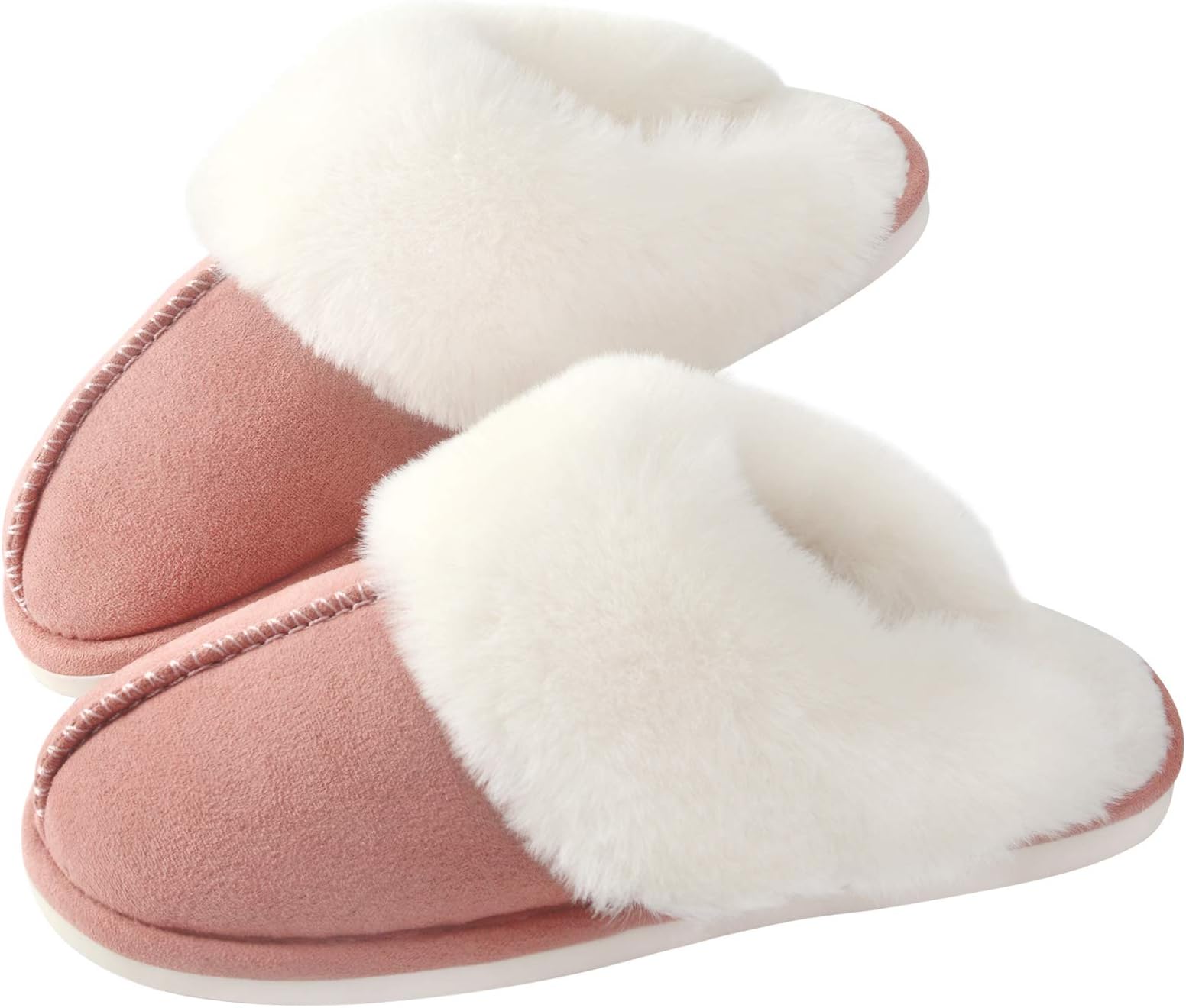 Parlovable Women's Slippers Fuzzy Warm Comfy Faux Fur Slip-on Fluffy Bedroom House Shoes Memory Foam Suede Cozy Plush Breathable Anti-Slip Indoor & Outdoor Winter