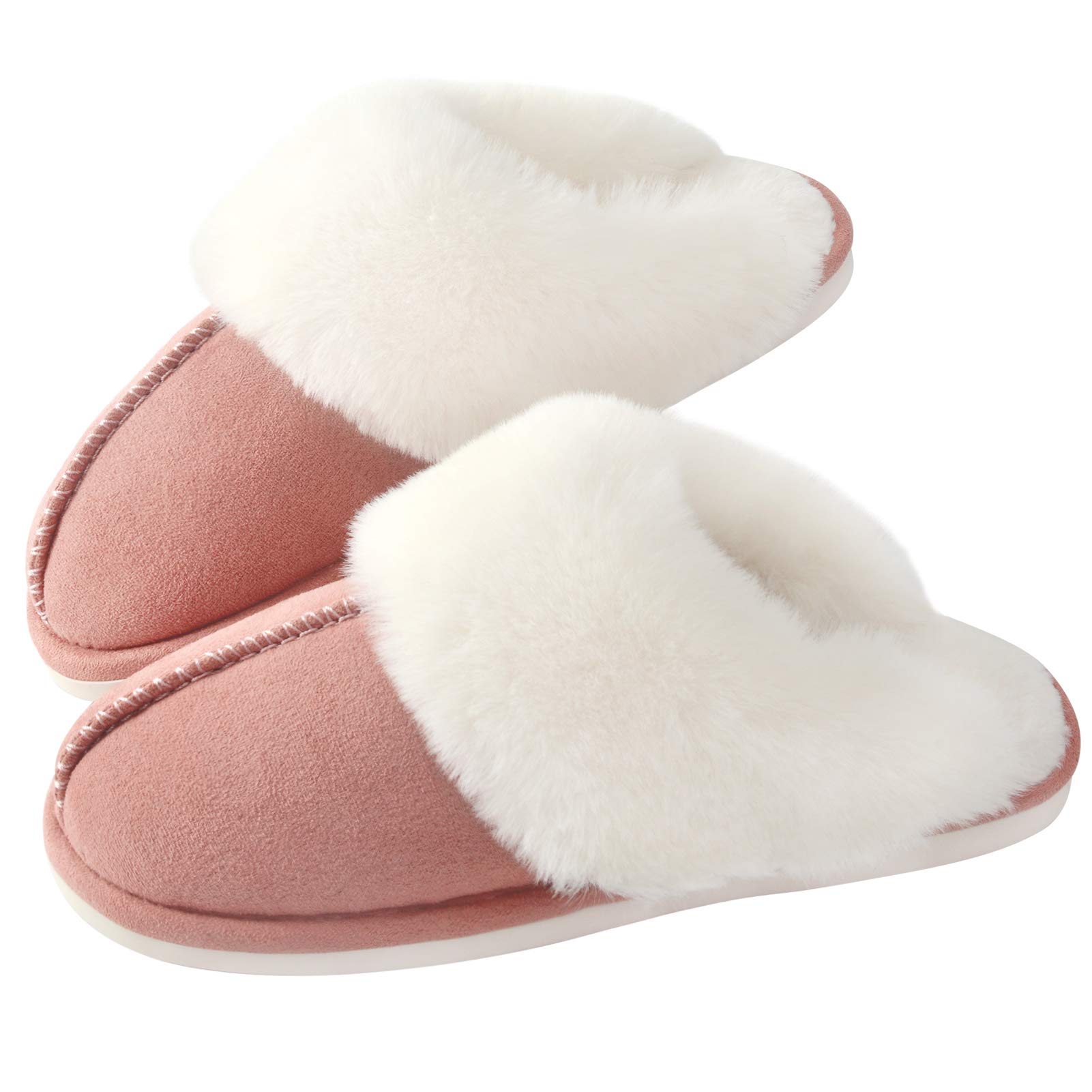 Parlovable Women's Slippers Fuzzy Warm Comfy Faux Fur Slip-on Fluffy Bedroom House Shoes Memory Foam Suede Cozy Plush Breathable Anti-Slip Indoor & Outdoor Winter
