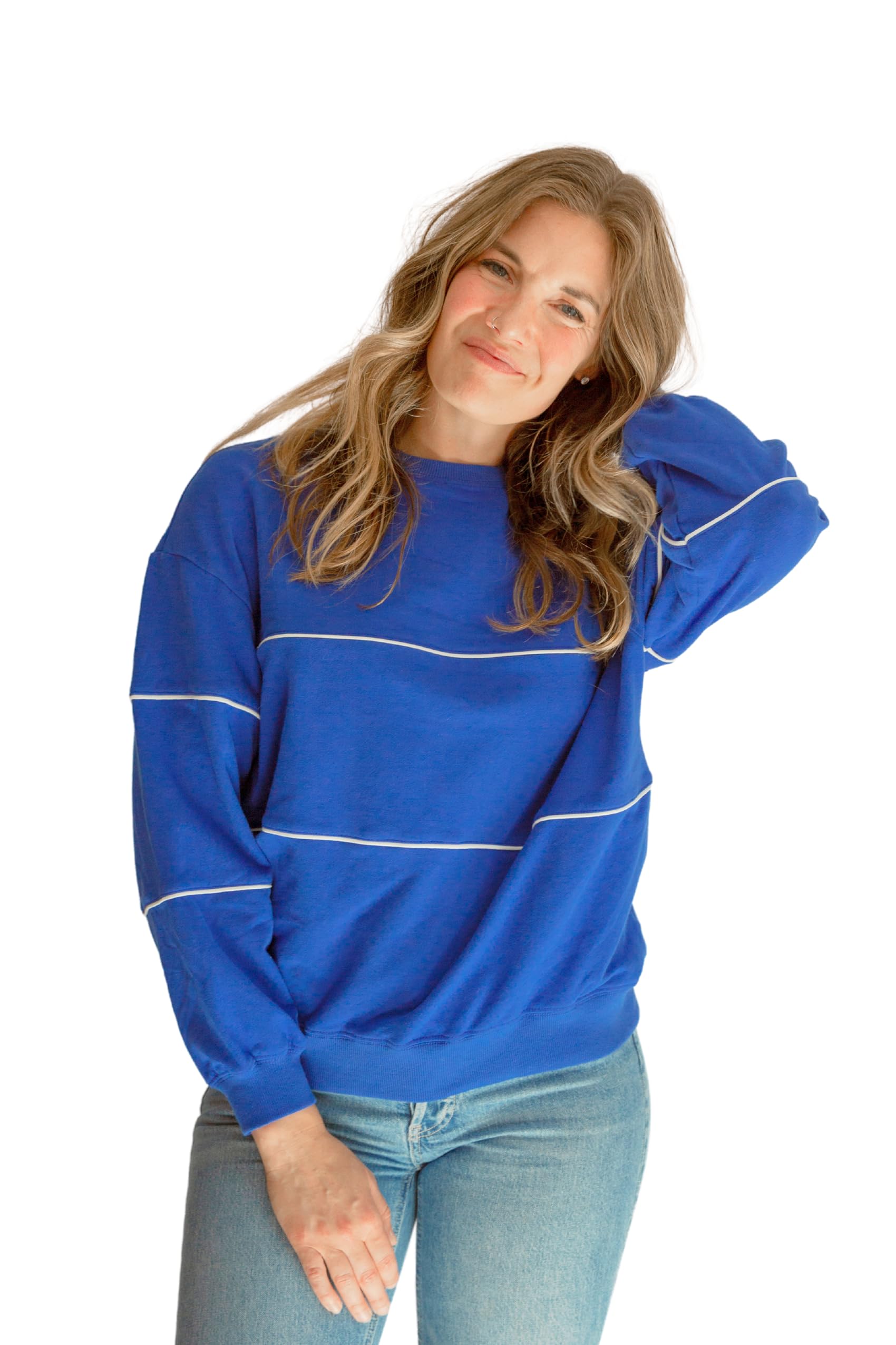 Movemama Still-Sweatshirt mit unsichtbarem Reißverschluss und Paspelierung aus French Terry-Baumwolle