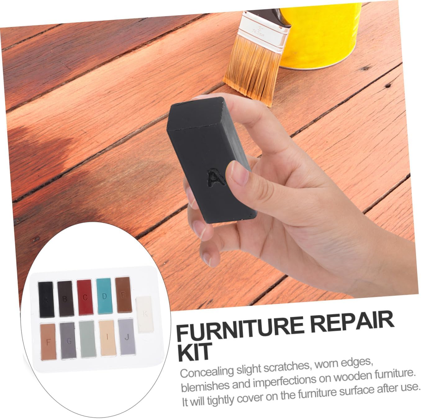 KOMBIUDA 1Set Wood Floor Repair Kit Manual Restoration Tools for Hardwood Tile and Marble Surfaces Quick Drying Wax Filler for Scratch and Discoloration Repair