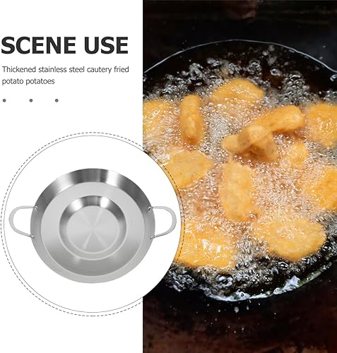 Miniatura 9 de Hemoton Sartén de acero inoxidable de 19.7 pulgadas, sartén mexicana cóncava para freír wok para cocinas de gas e inducción, utensilios de cocina de