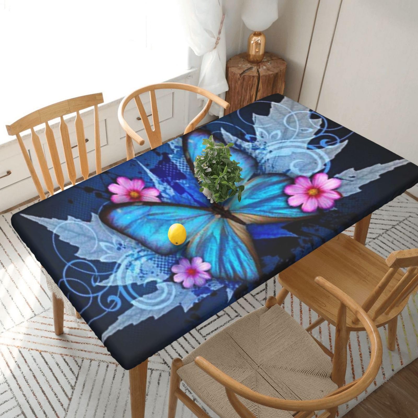 BNVSADC Beautiful butterfly Printed 5FT Tablecloth Polyester Kitchen Water Resistant Table Cloth Dining Table Decoration Table Covers, 152x76 CM