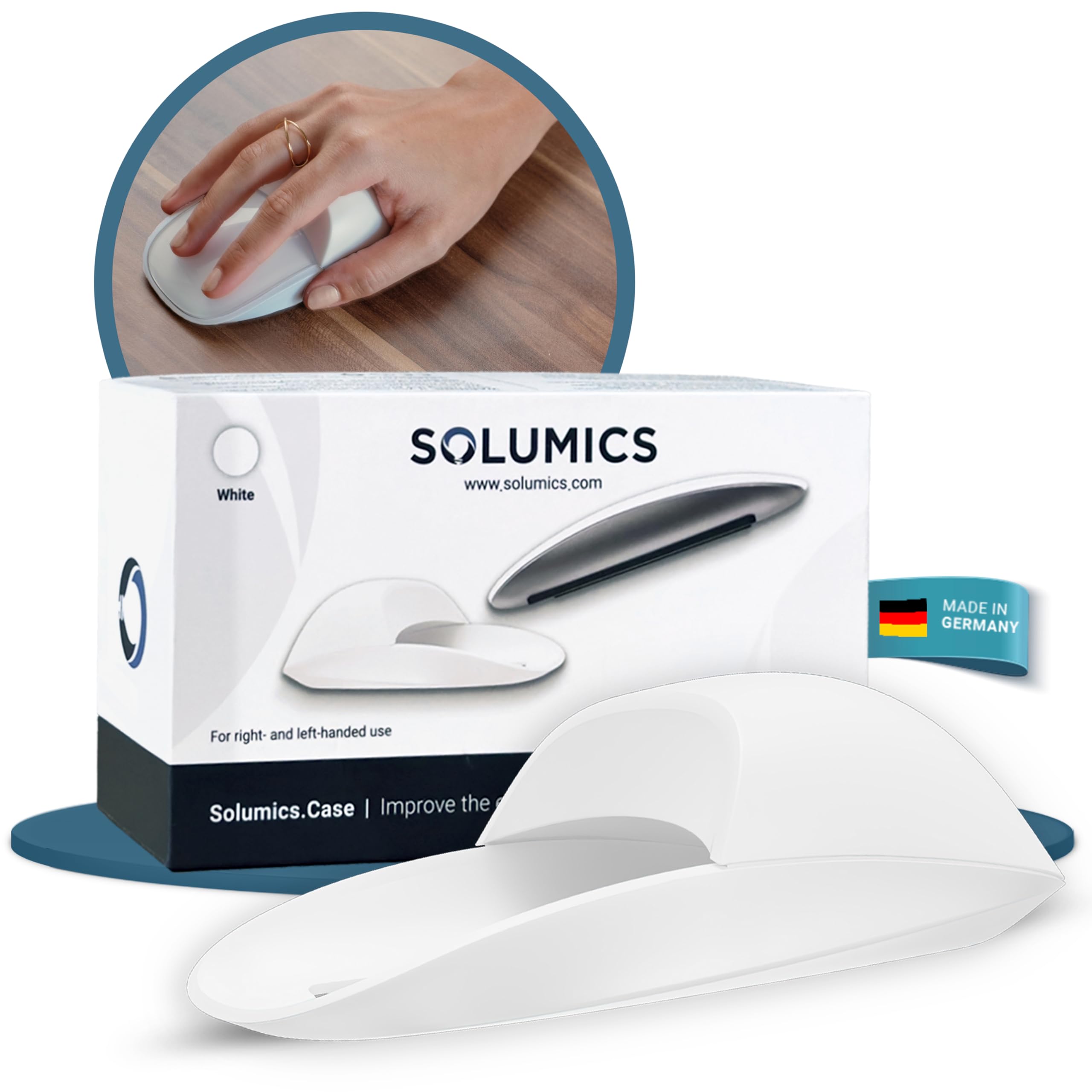 Magic Mouse Case für verbesserte Handhaltung | Das Magic Mouse Upgrade | Eine kompakte Hülle für die Apple Maus | Die perfekte Base | Passend für alle Versionen (Weiß)